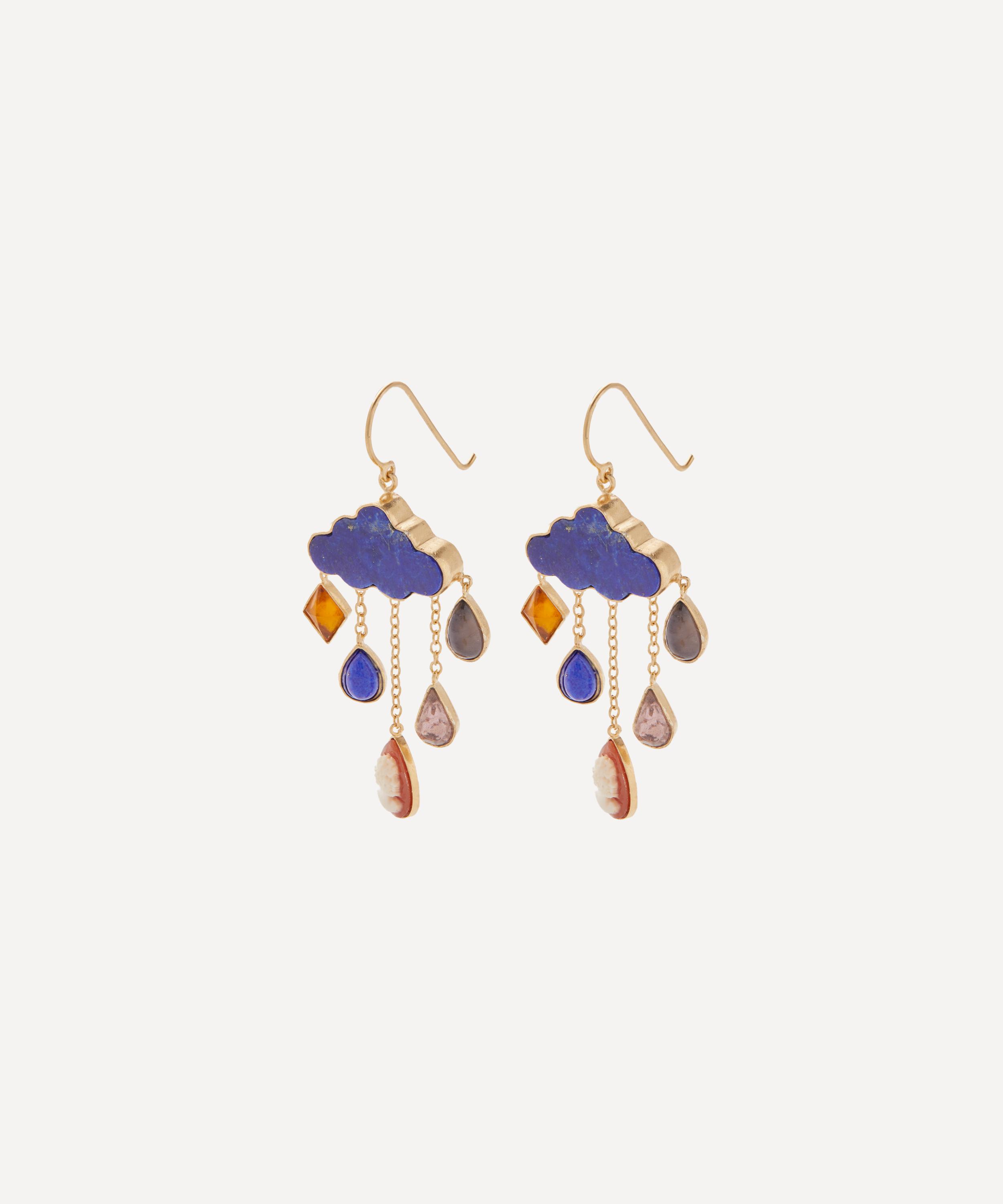 GRAINNE MORTON GRAINNE MORTON 18CT GOLD-PLATED CLOUD AND RAIN CHAIN DROP EARRINGS 