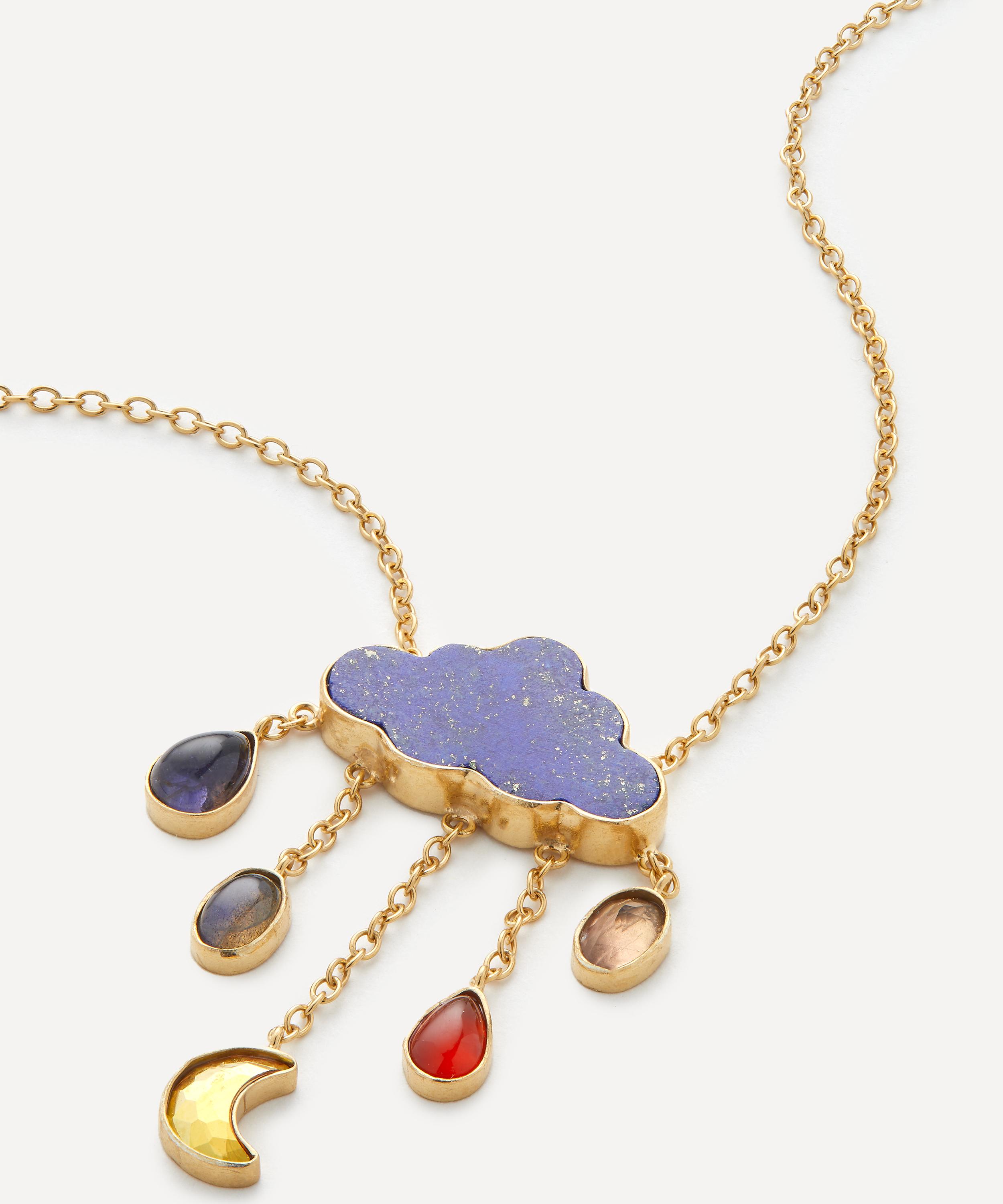 GRAINNE MORTON GRAINNE MORTON GOLD-PLATED CLOUD AND RAIN MULTI-STONE PENDANT NECKLACE 