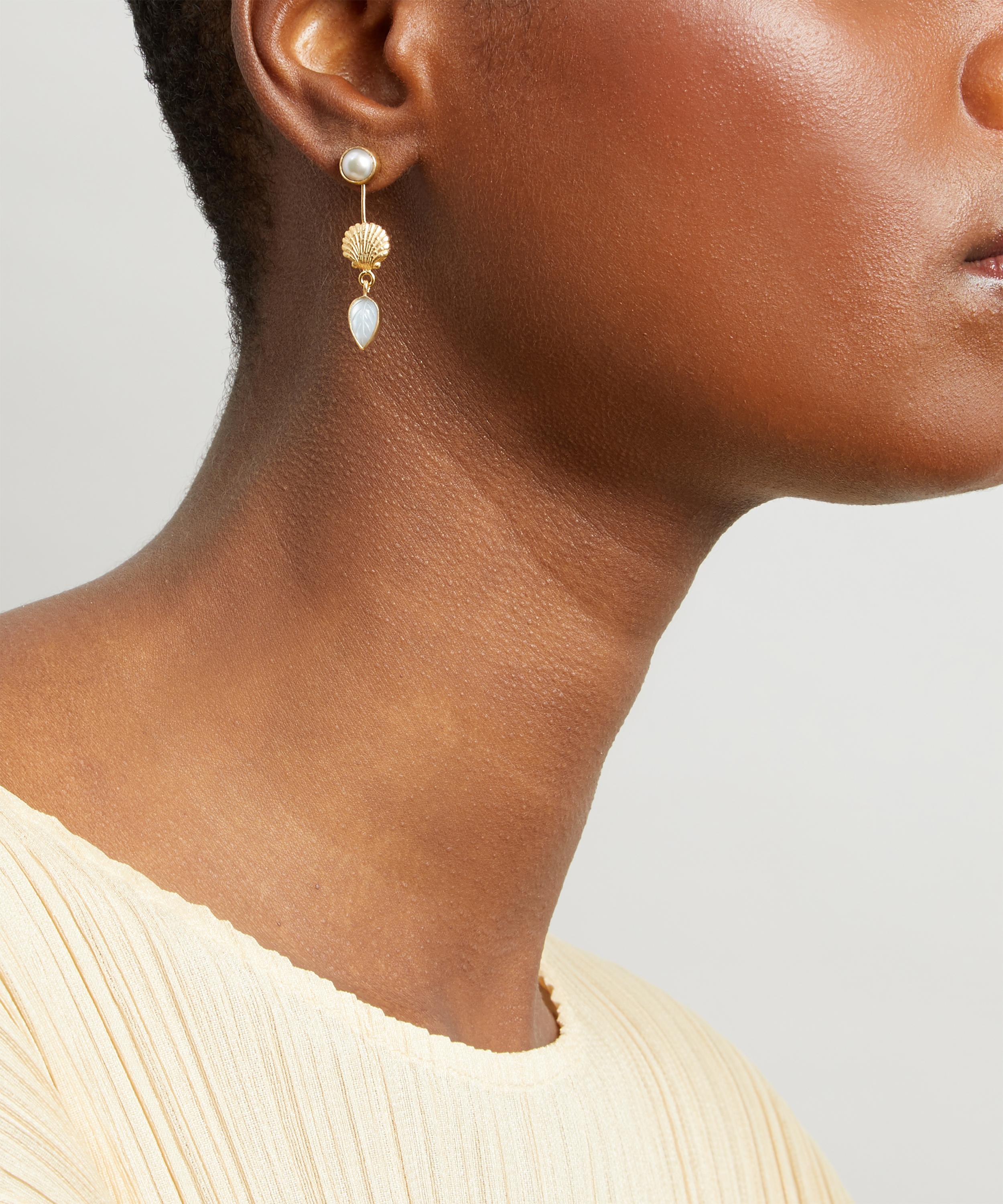 GRAINNE MORTON GRAINNE MORTON GOLD-PLATED ASYMMETRIC MULTI-STONE DOUBLE DETACHABLE VICTORIAN DROP EARRINGS 000726568