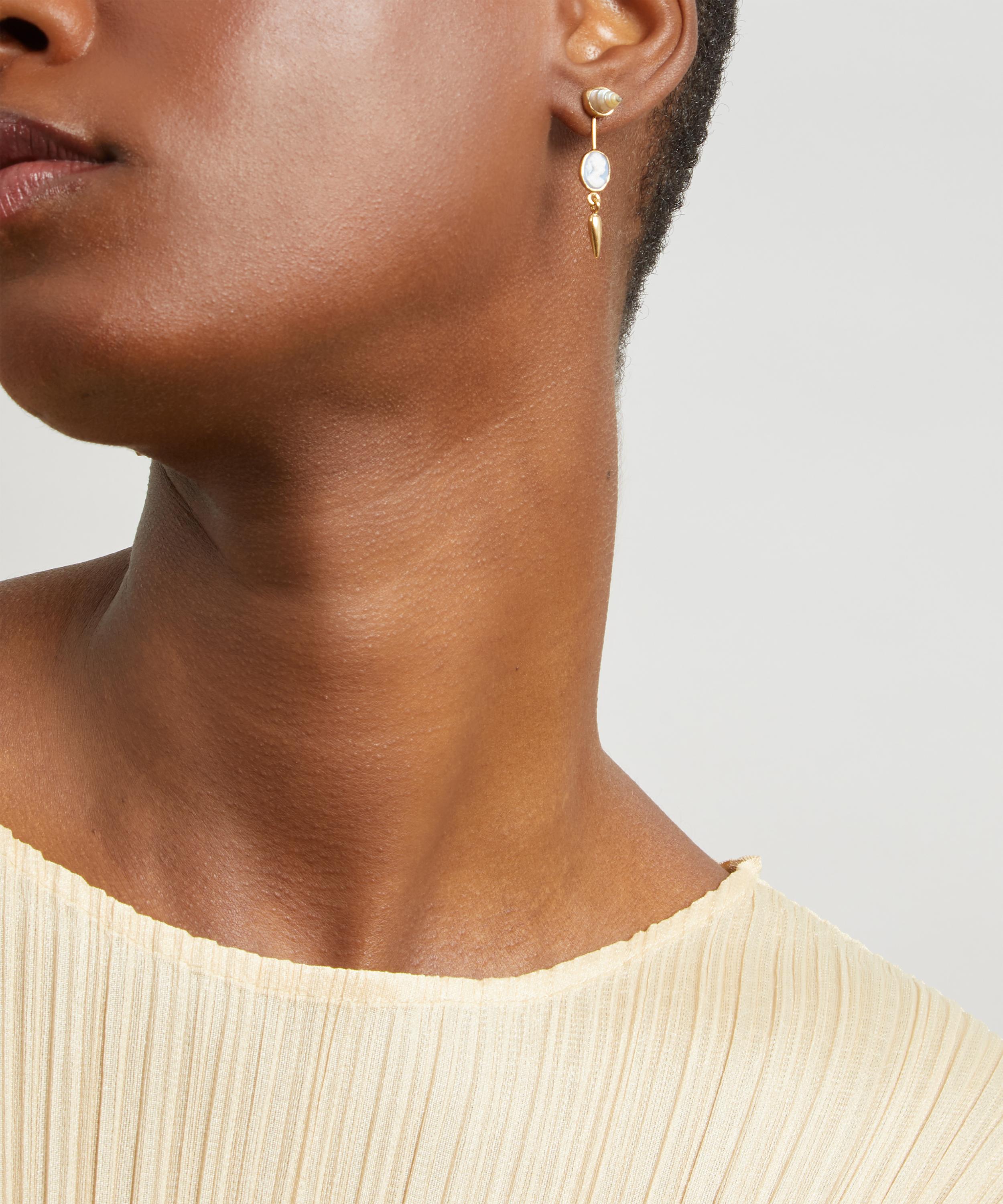 GRAINNE MORTON GRAINNE MORTON GOLD-PLATED ASYMMETRIC MULTI-STONE DOUBLE DETACHABLE VICTORIAN DROP EARRINGS 000726568