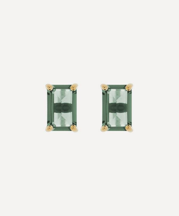 Suzanne Kalan - 14ct Gold Emerald Cut Green Envy Topaz Stud Earrings