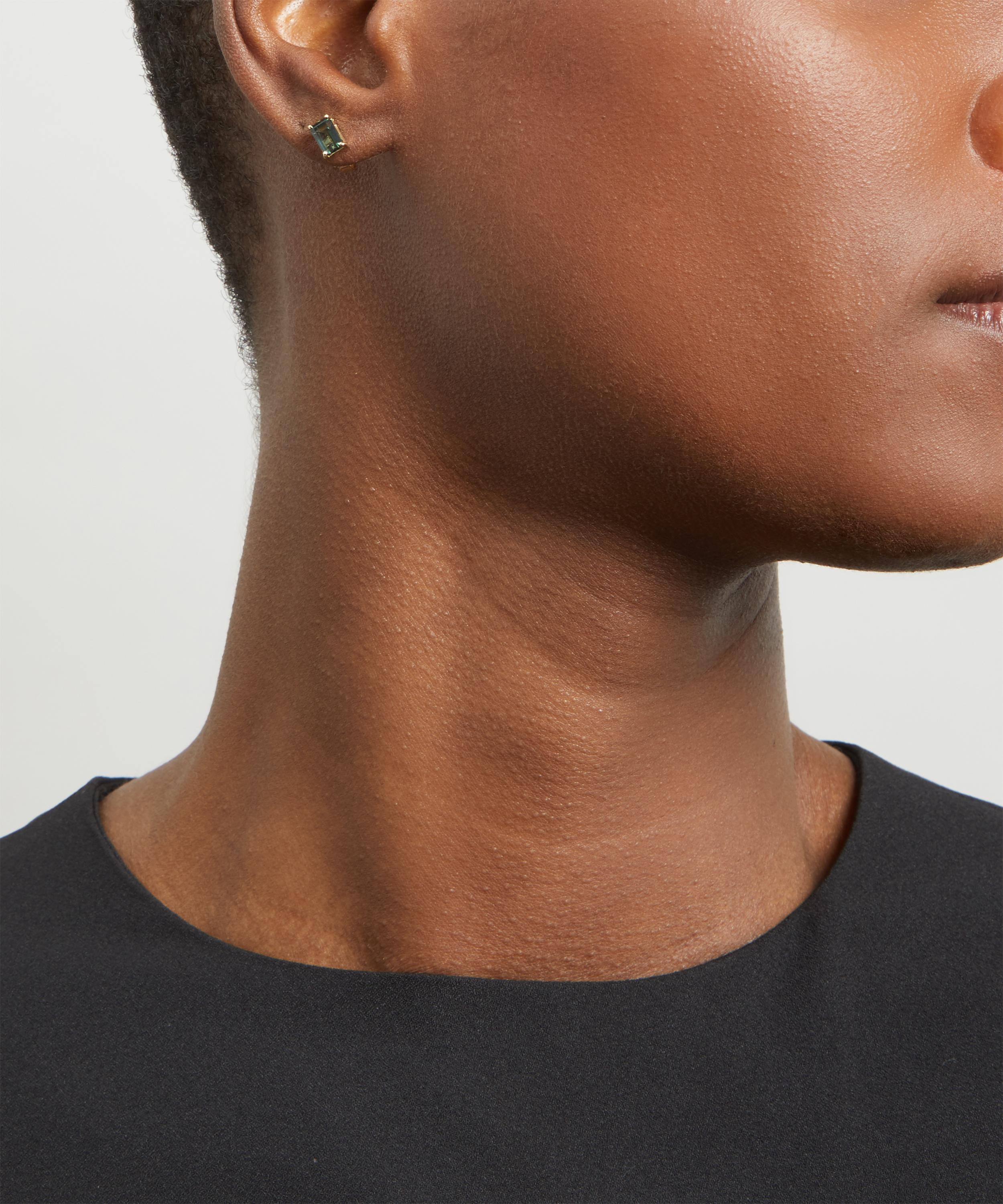 SUZANNE KALAN SUZANNE KALAN 14CT GOLD EMERALD CUT GREEN ENVY TOPAZ STUD EARRINGS