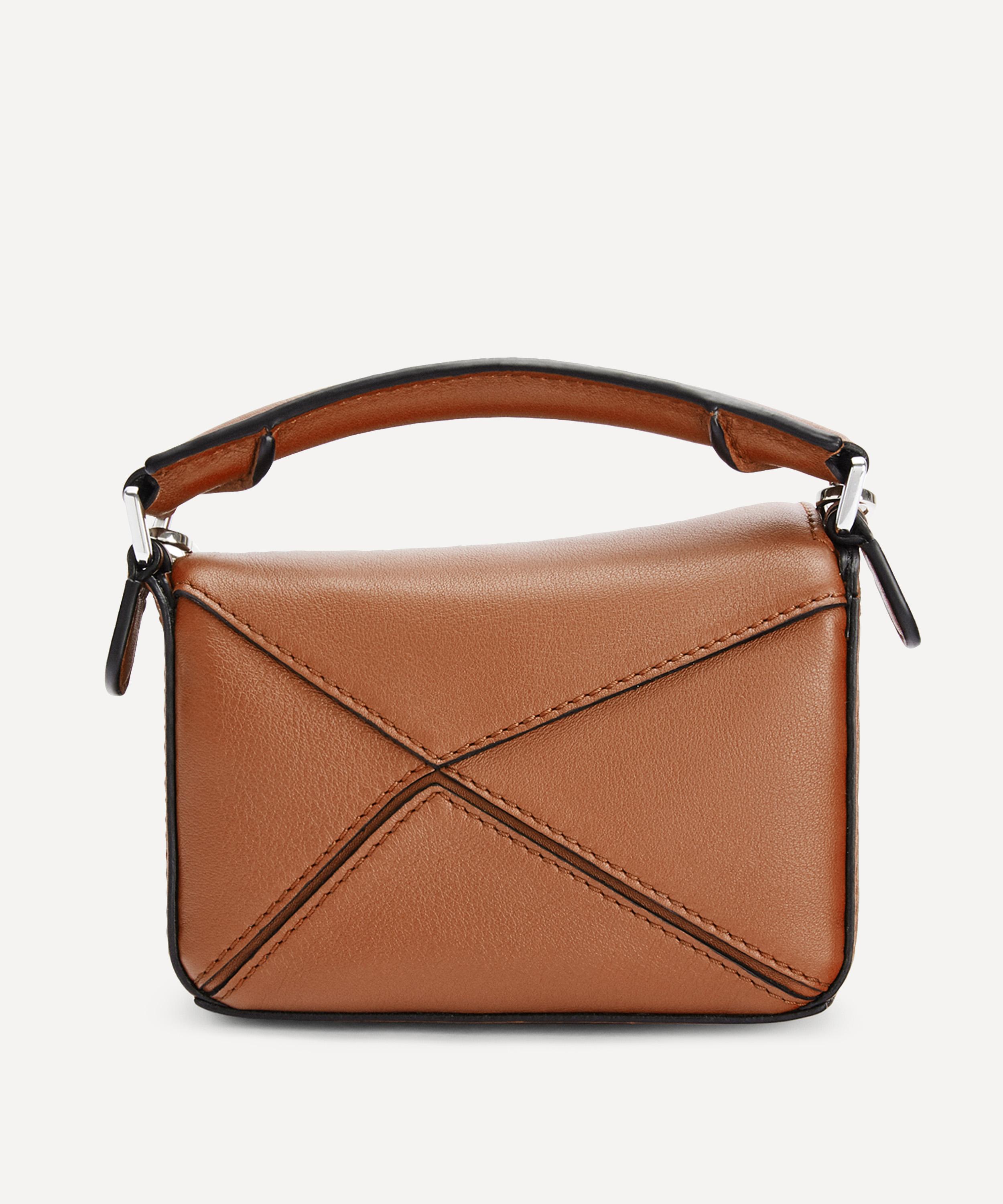 Loewe Mini Puzzle Leather Shoulder Bag In Tan