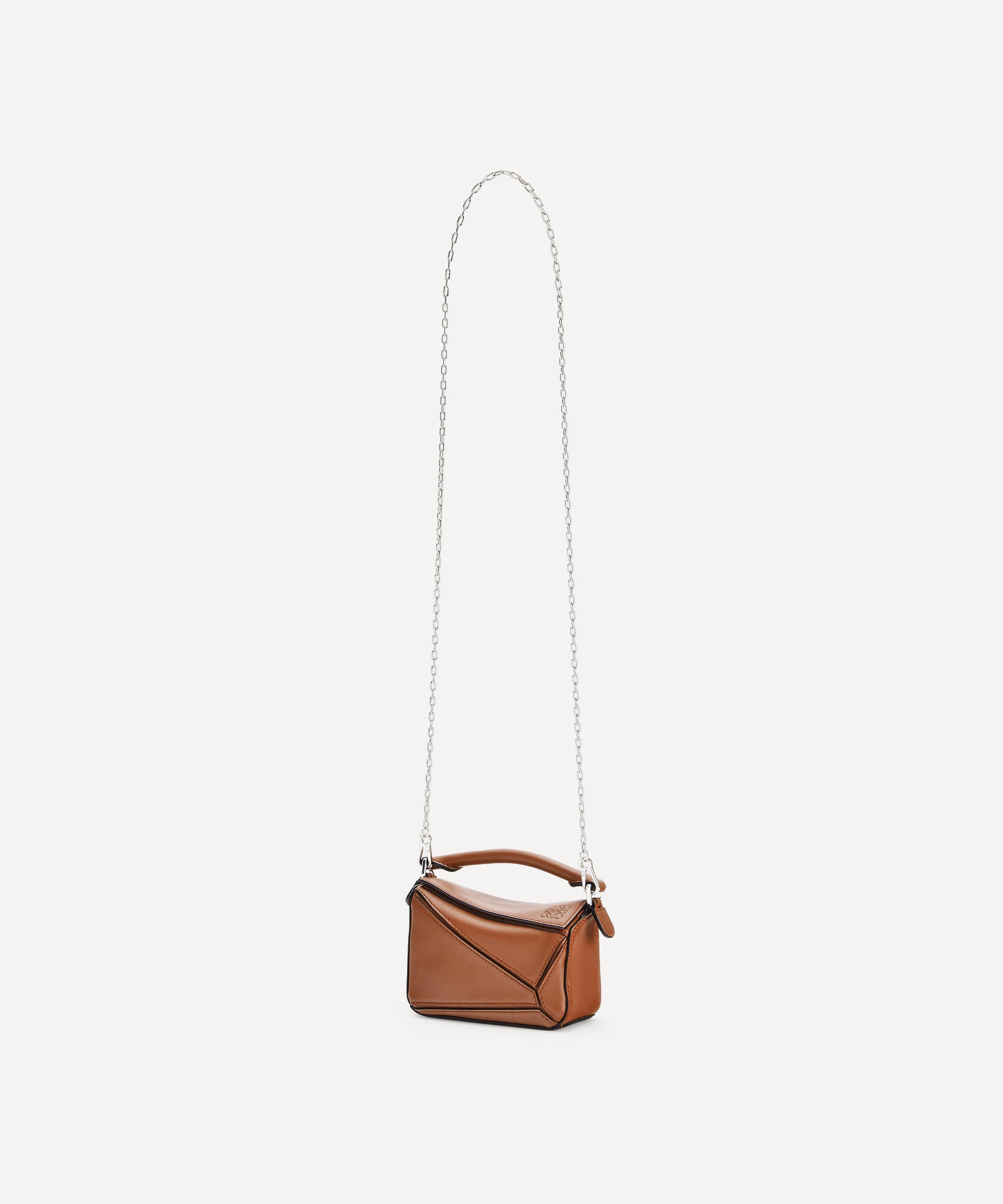 Loewe Mini Puzzle Leather Shoulder Bag In Tan