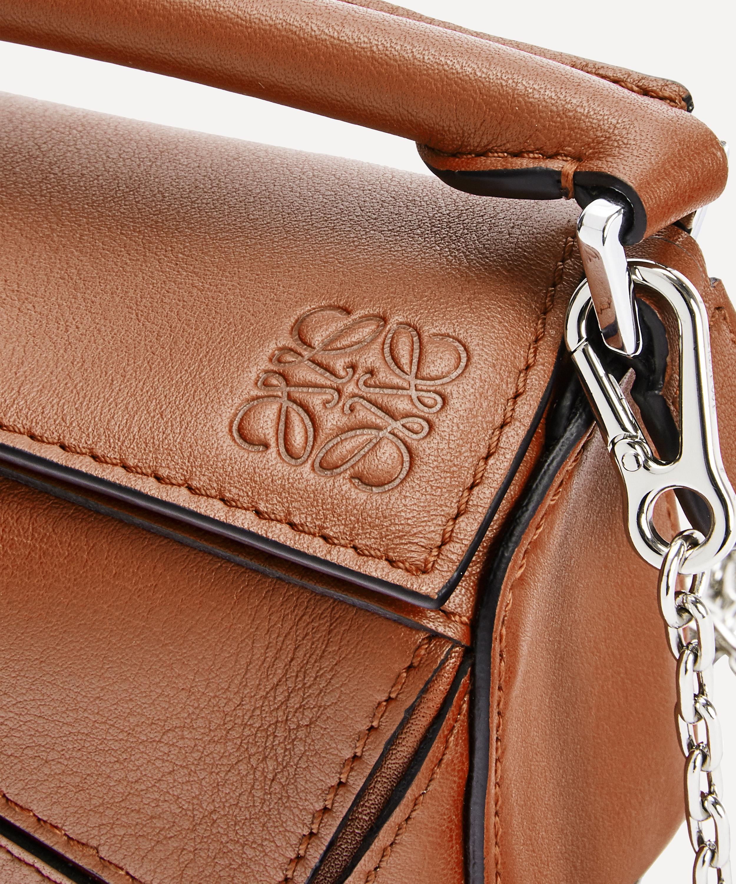 Loewe Mini Puzzle Leather Shoulder Bag In Tan