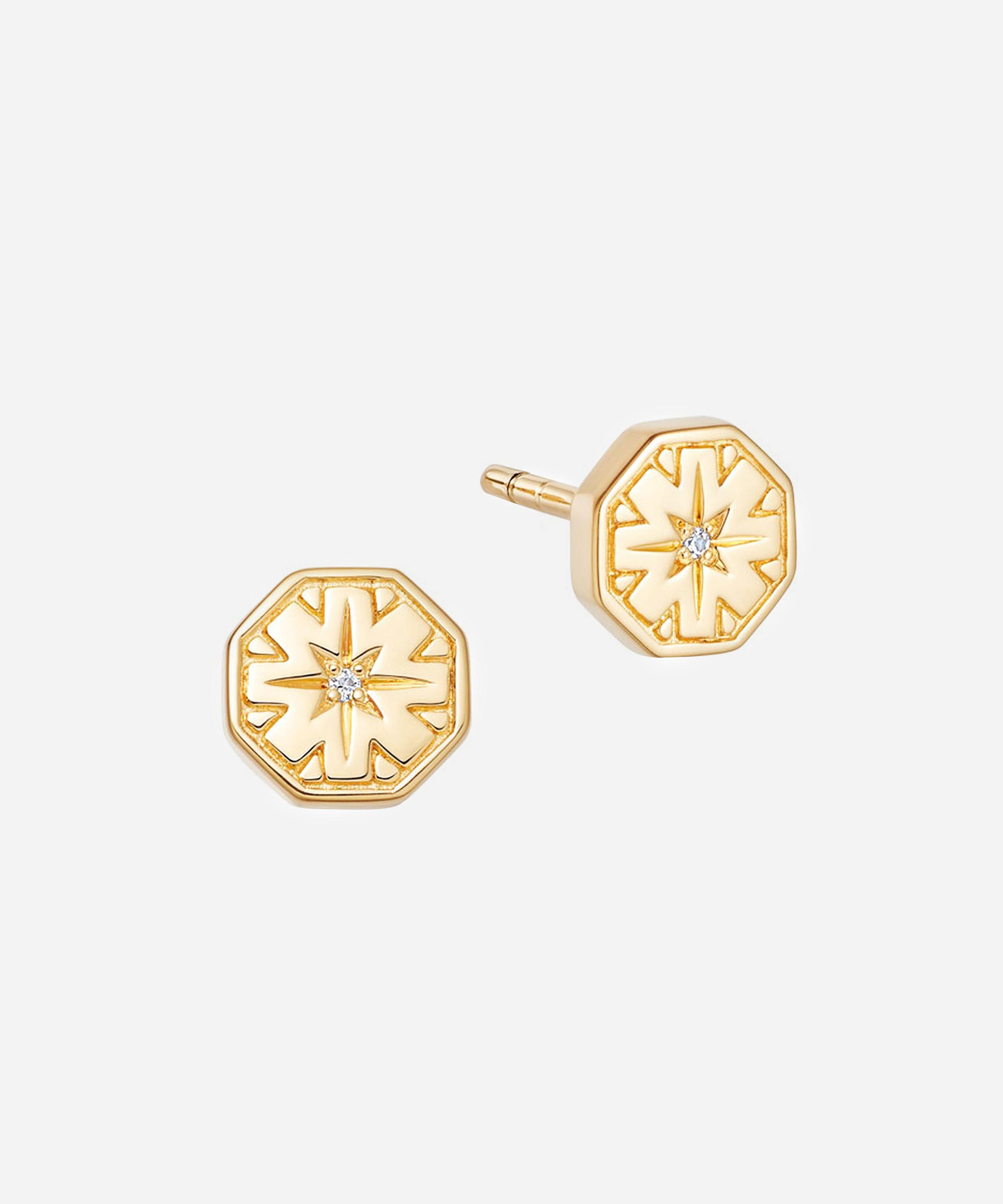 ASTLEY CLARKE ASTLEY CLARKE GOLD PLATED VERMEIL SILVER MINI CELESTIAL DIAL WHITE SAPPHIRE STUD EARRINGS 000728033
