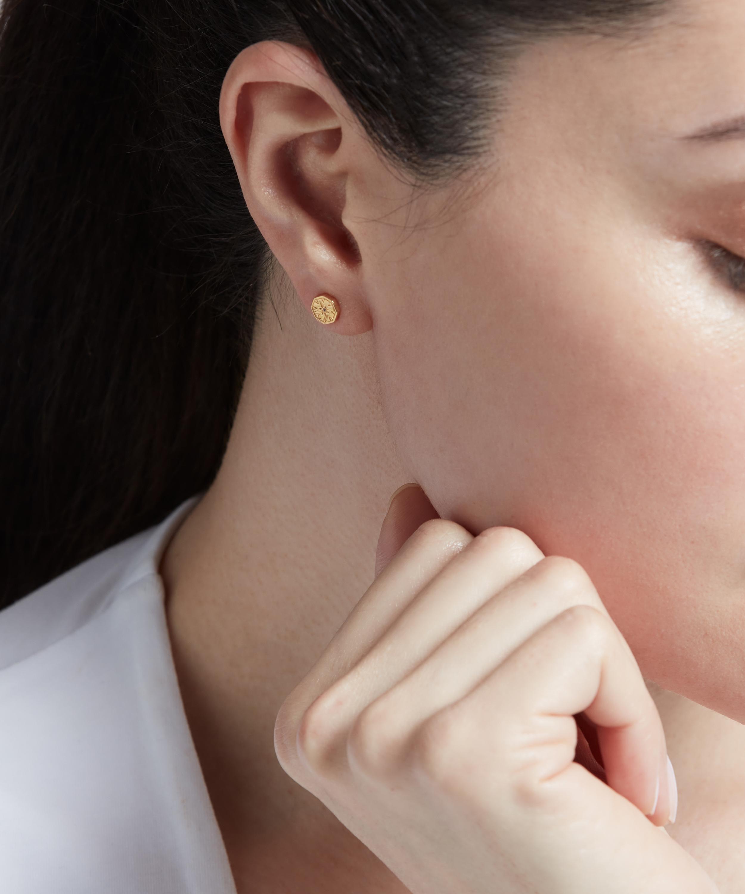 ASTLEY CLARKE ASTLEY CLARKE GOLD PLATED VERMEIL SILVER MINI CELESTIAL DIAL WHITE SAPPHIRE STUD EARRINGS 000728033