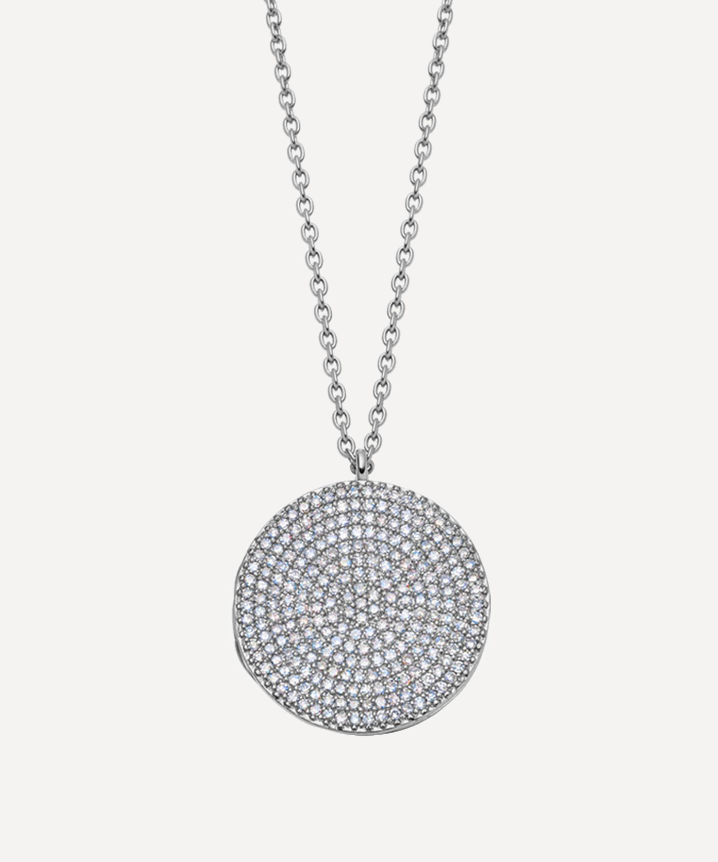Astley Clarke White Gold Large Icon Diamond Locket Necklace In Silver