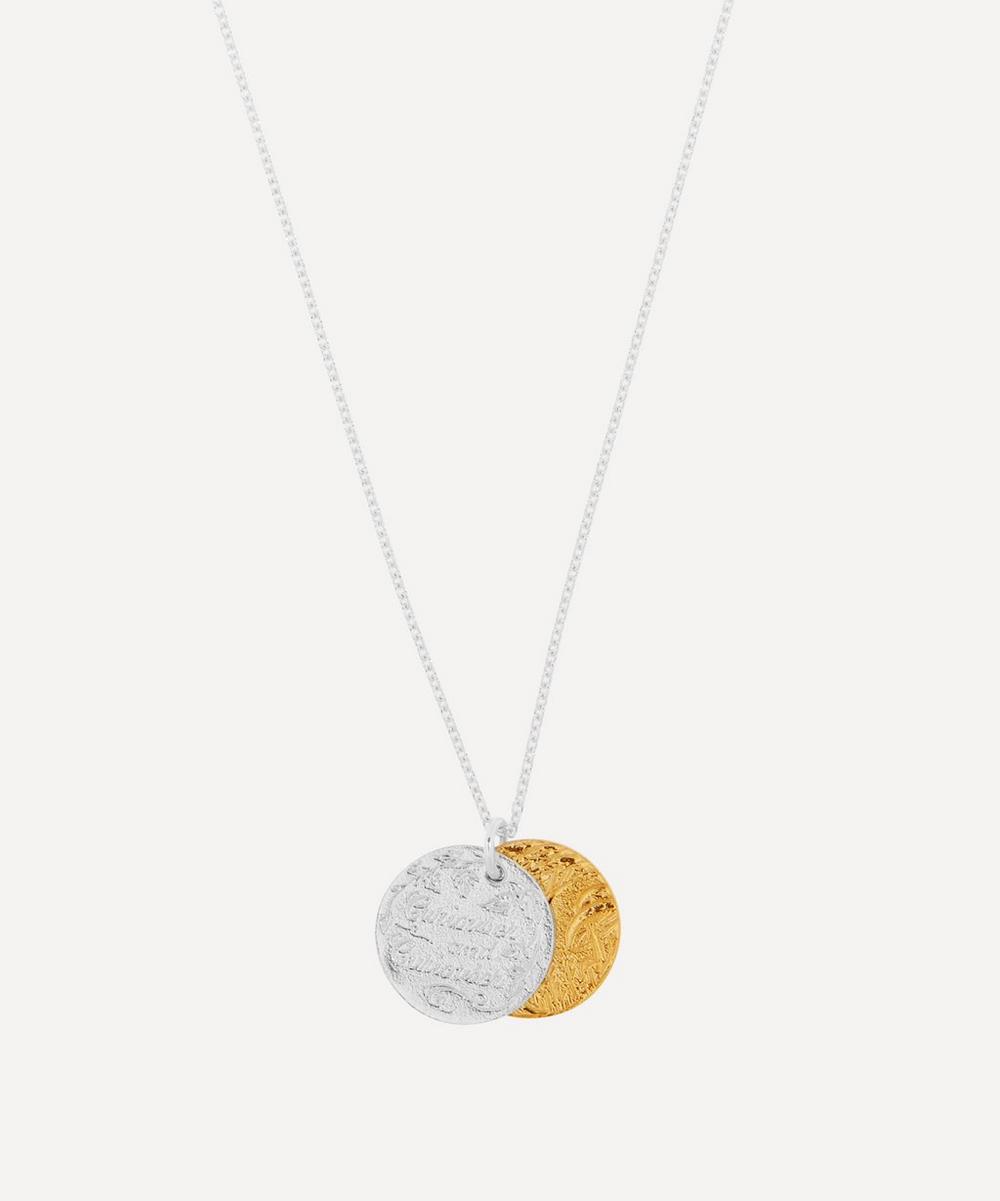 Alex Monroe Silver And Gold-plated Curiouser And Curiouser Double Disc Pendant Necklace In Mix