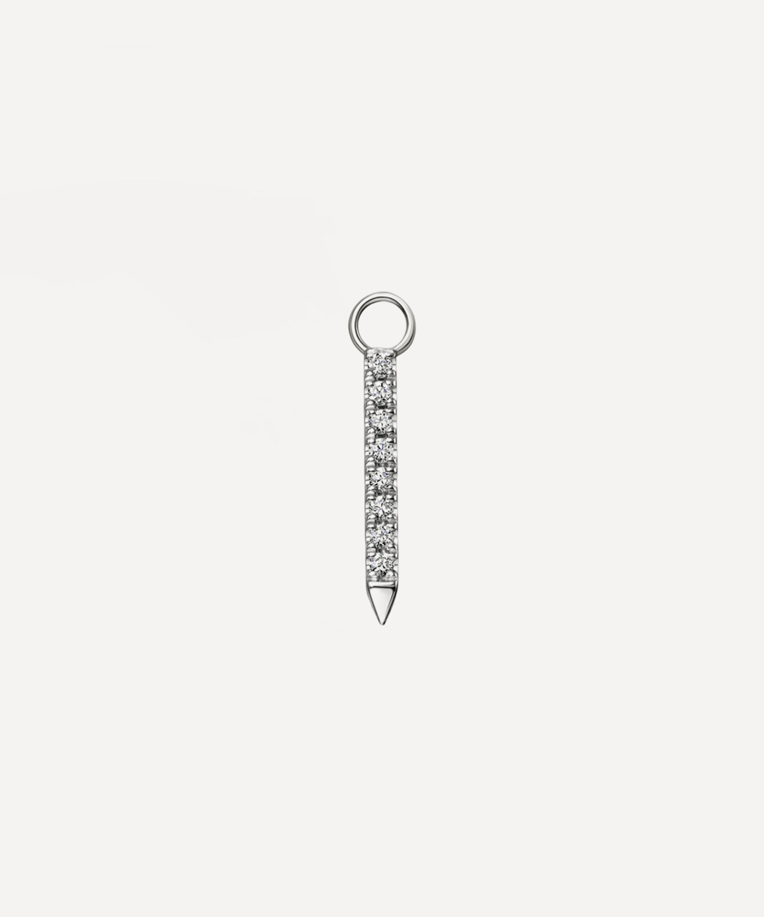 Maria Tash 11mm Double Sided Diamond And Sapphire Eternity Bar Charm In Silver