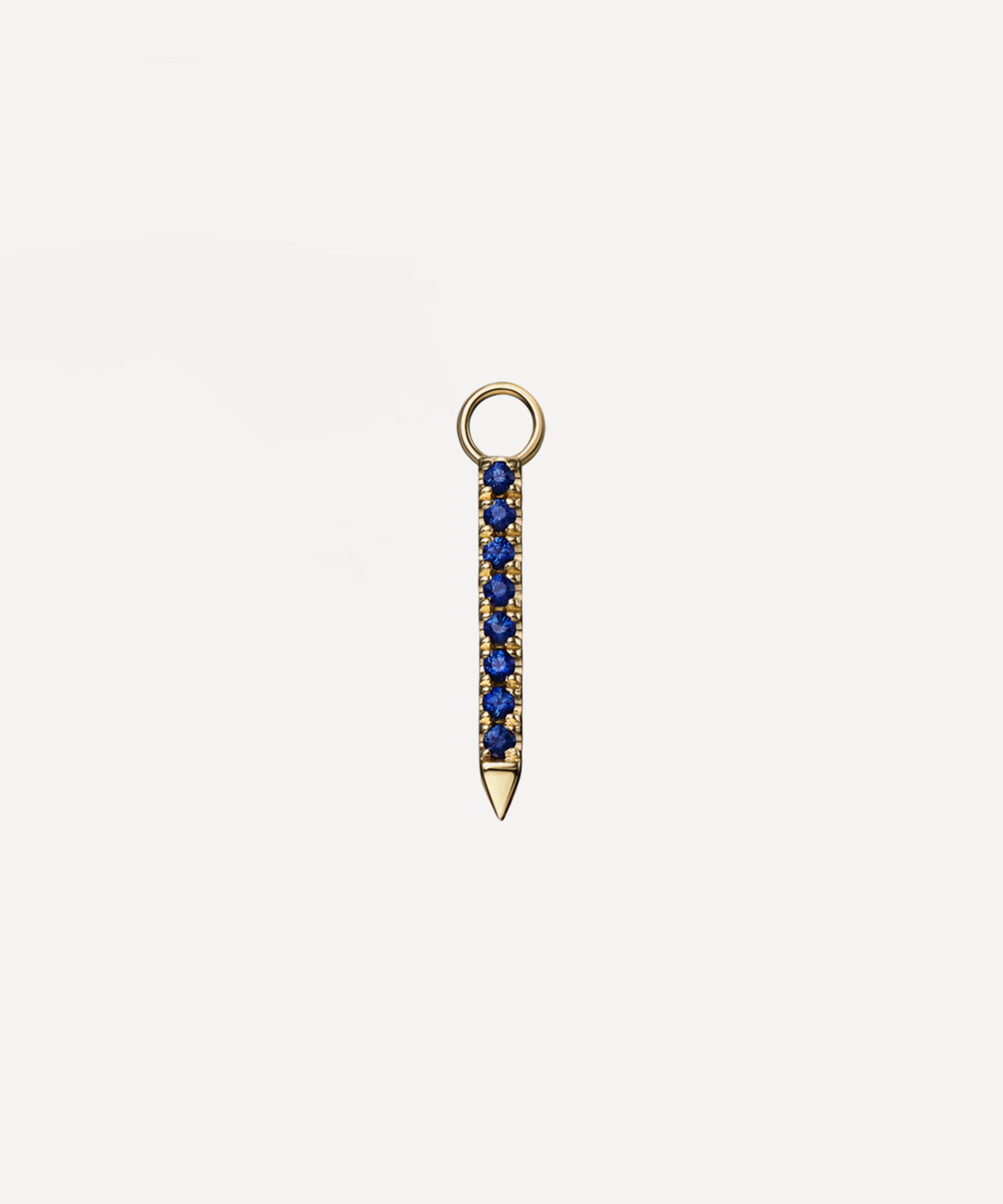 Maria Tash 18ct 11mm Double Sided Diamond And Sapphire Eternity Bar Charm In Gold