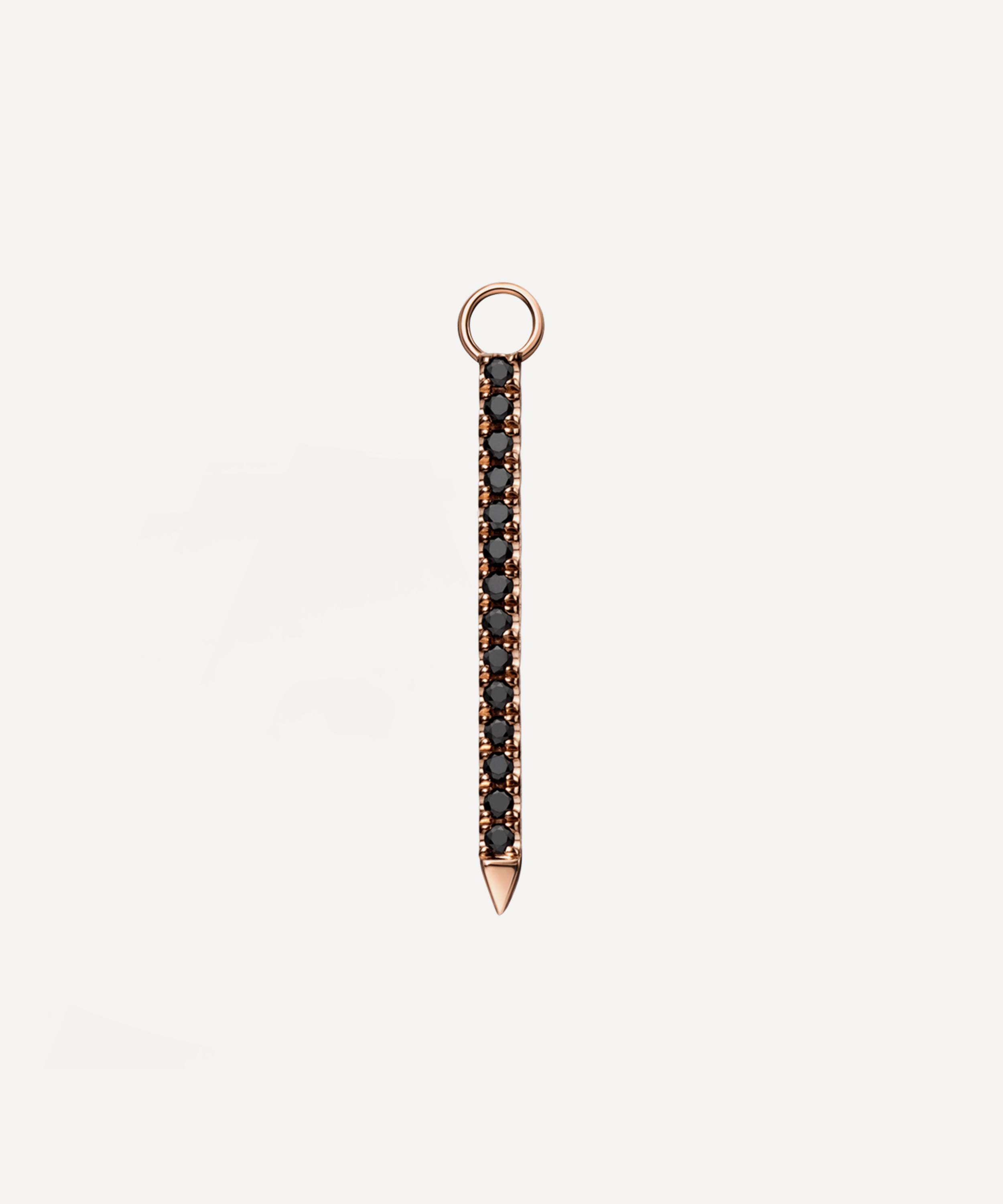 Maria Tash 18ct 18mm Double Sided Black And White Diamond Eternity Bar Charm In Rose