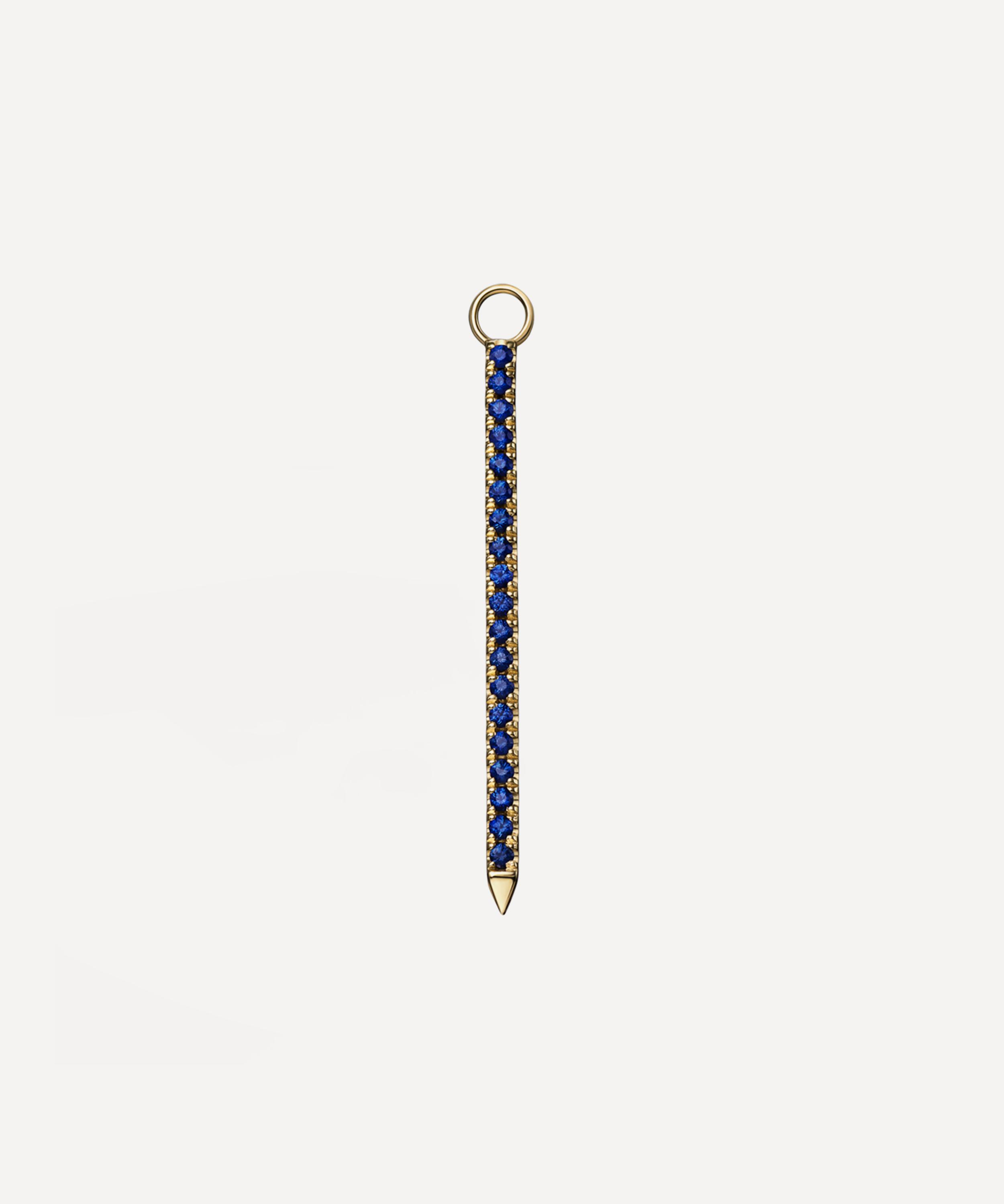 Maria Tash 18ct 24mm Double Sided Diamond And Sapphire Eternity Bar Charm In Gold