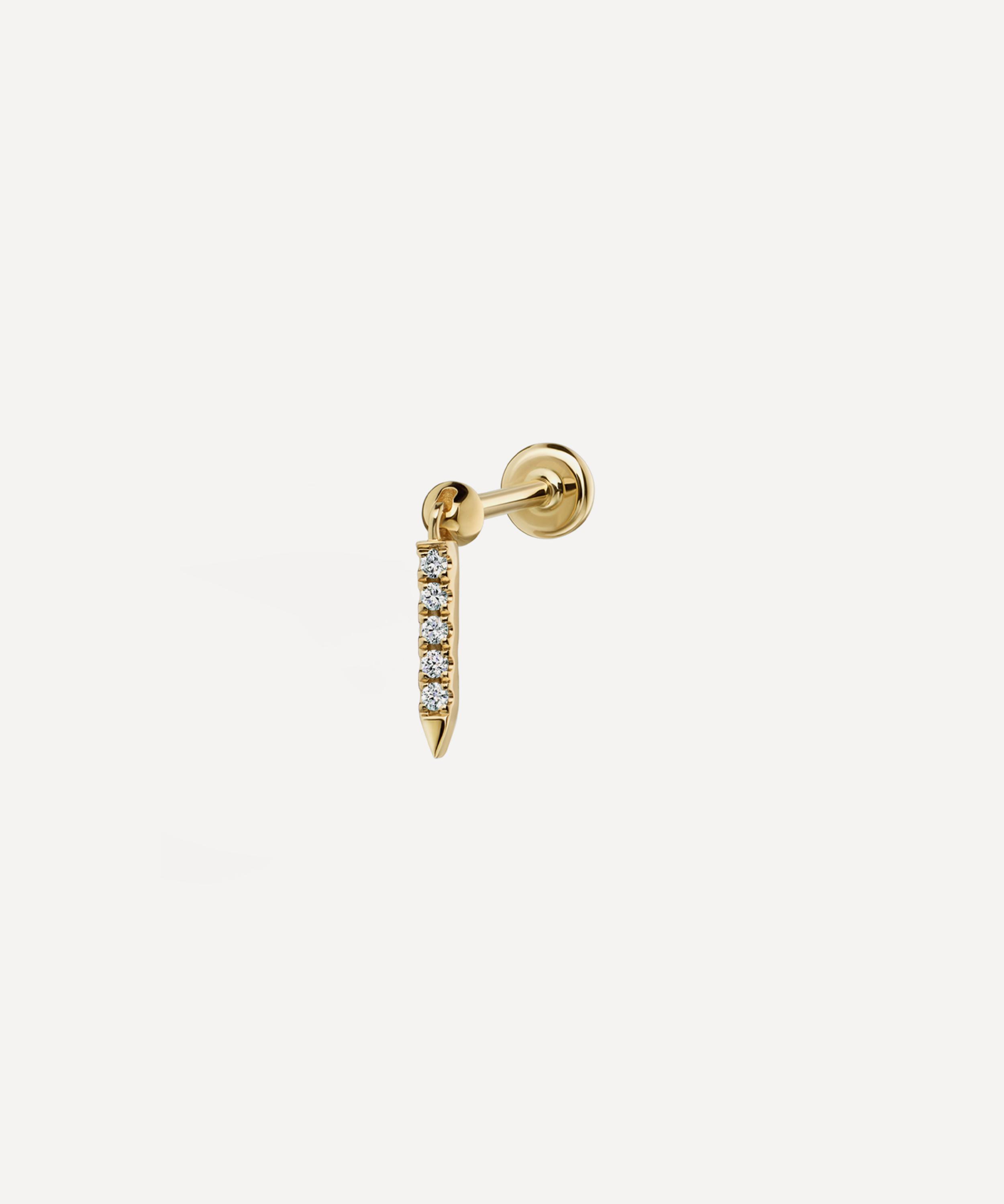 Maria Tash 18ct 7mm Diamond Eternity Bar Charm Single Threaded Stud Earring In Gold
