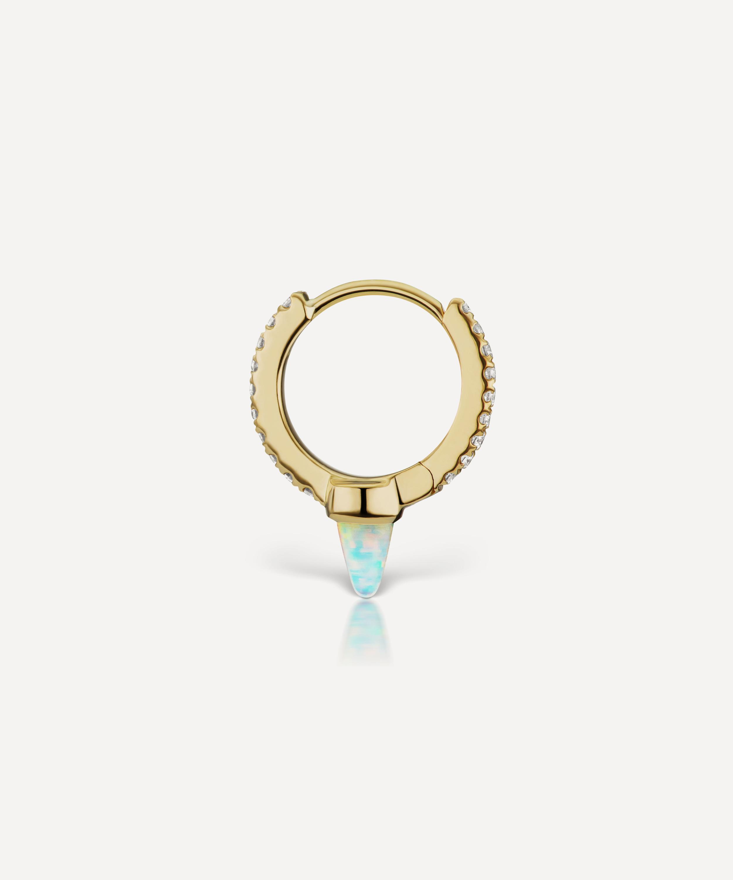MARIA TASH MARIA TASH 18CT 8MM SINGLE SHORT OPAL SPIKE DIAMOND ETERNITY HOOP EARRING 000728256