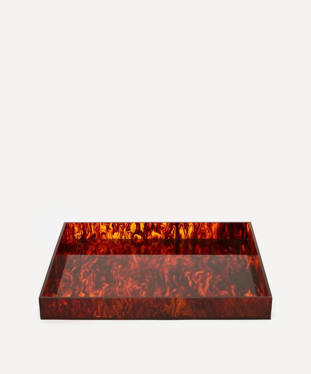 Aeyre Home Rectangle Resin Tray In Brown Marble