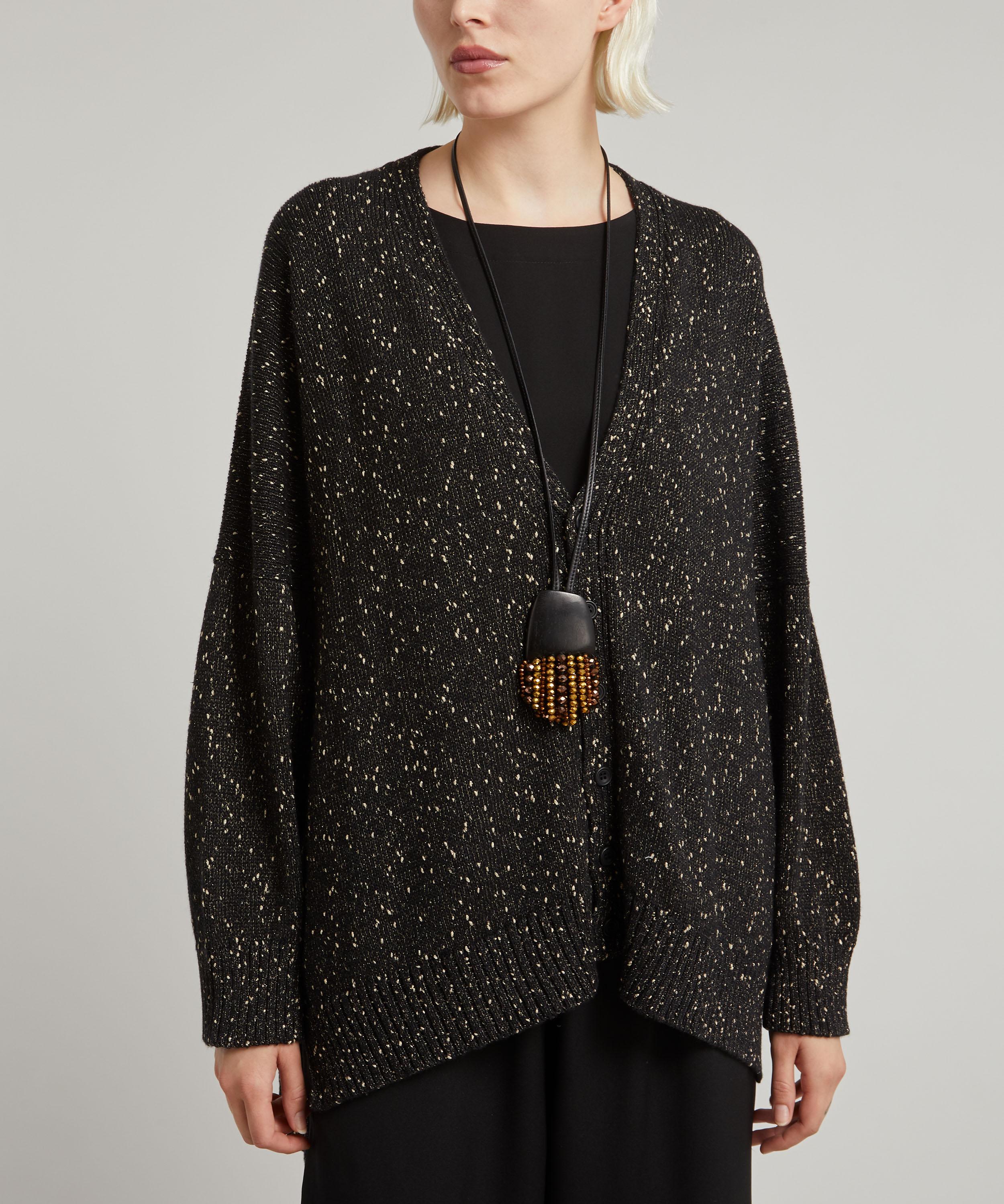 Shop Eskandar Women's Drop-hem Linen-mix Cardigan In Black