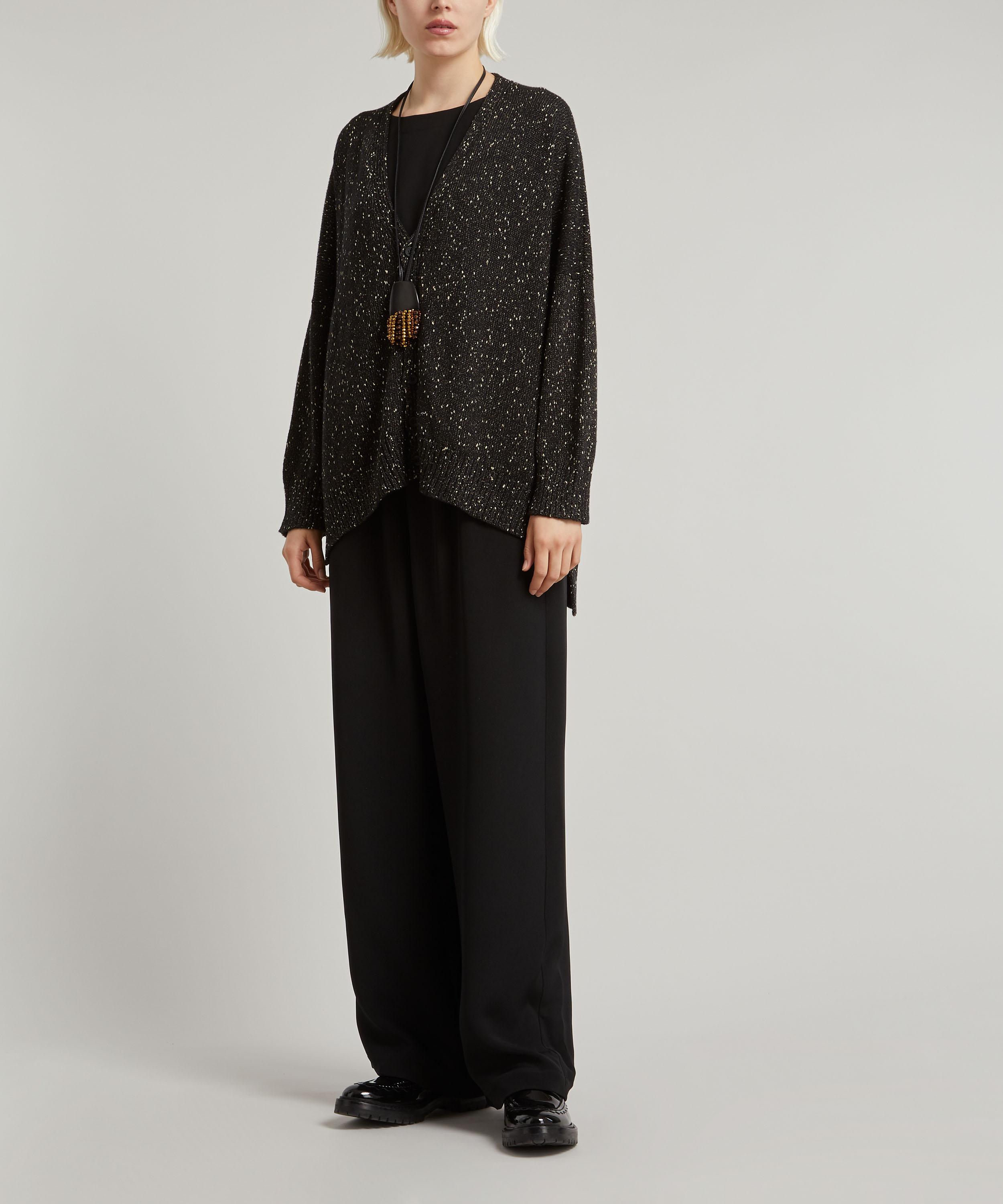 Shop Eskandar Women's Drop-hem Linen-mix Cardigan In Black