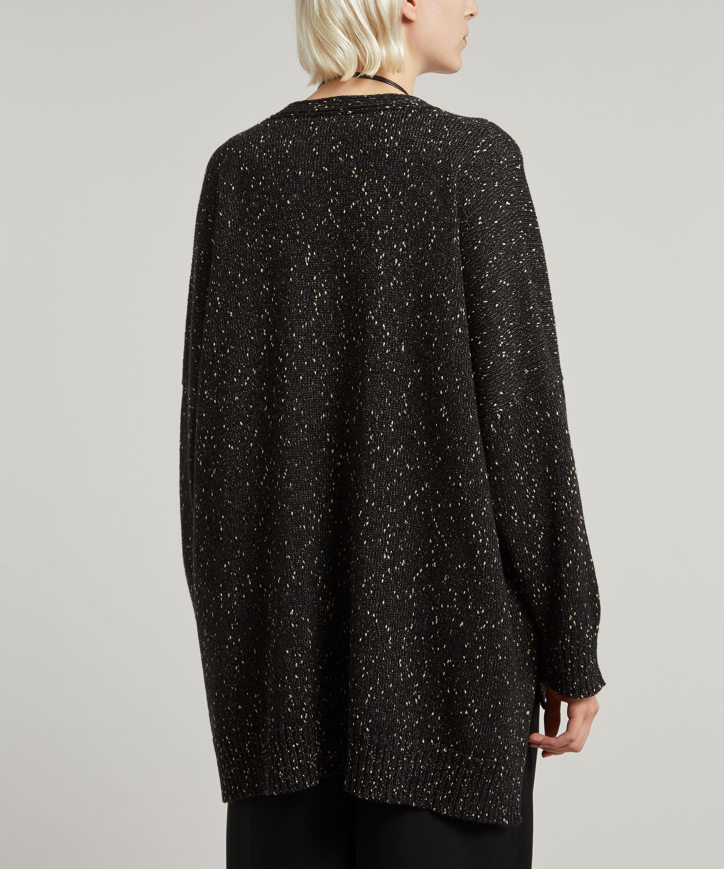 Shop Eskandar Women's Drop-hem Linen-mix Cardigan In Black