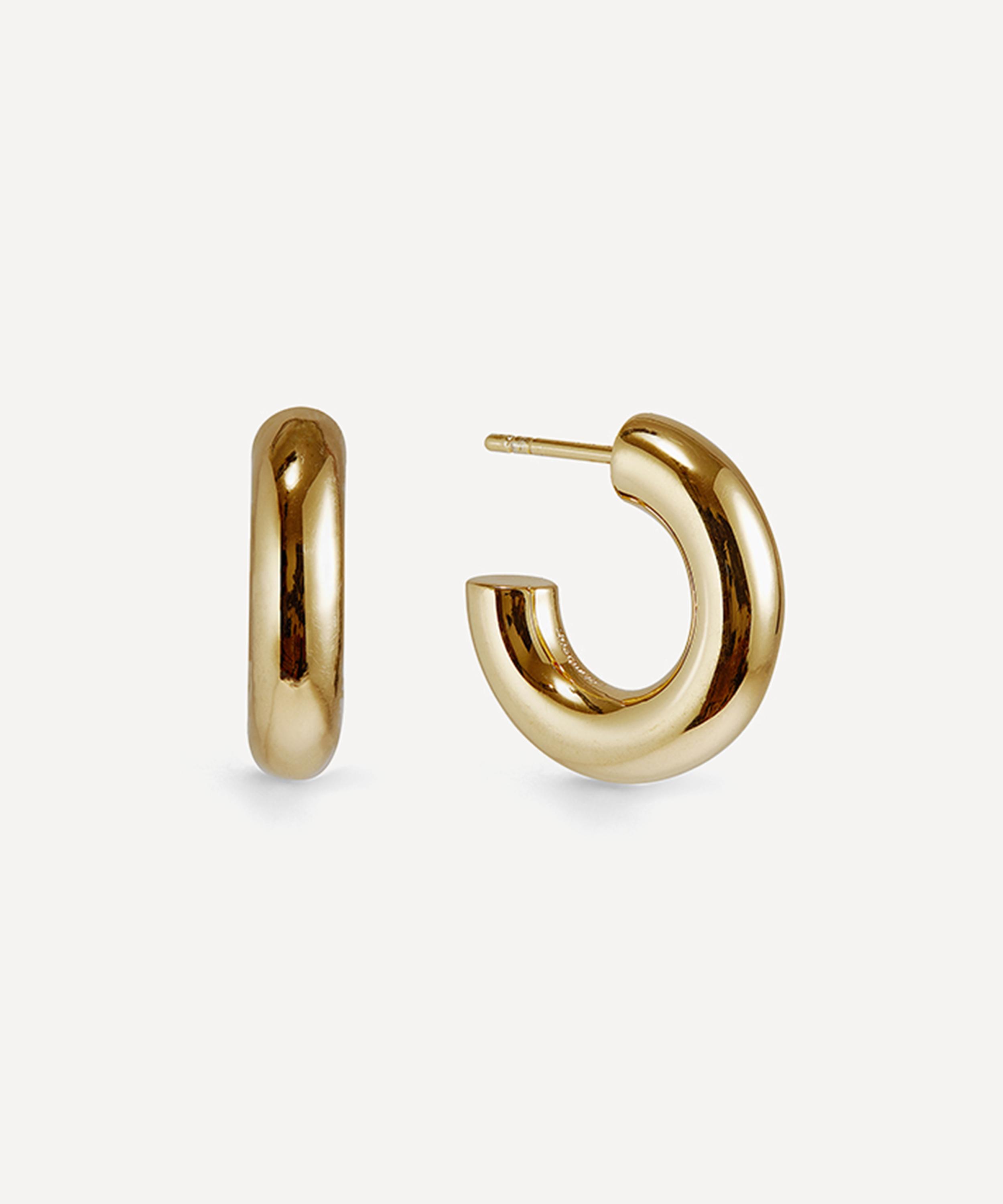 Otiumberg 14ct Gold Plated Vermeil Silver Mini Chunky Hoop Earrings In Gold