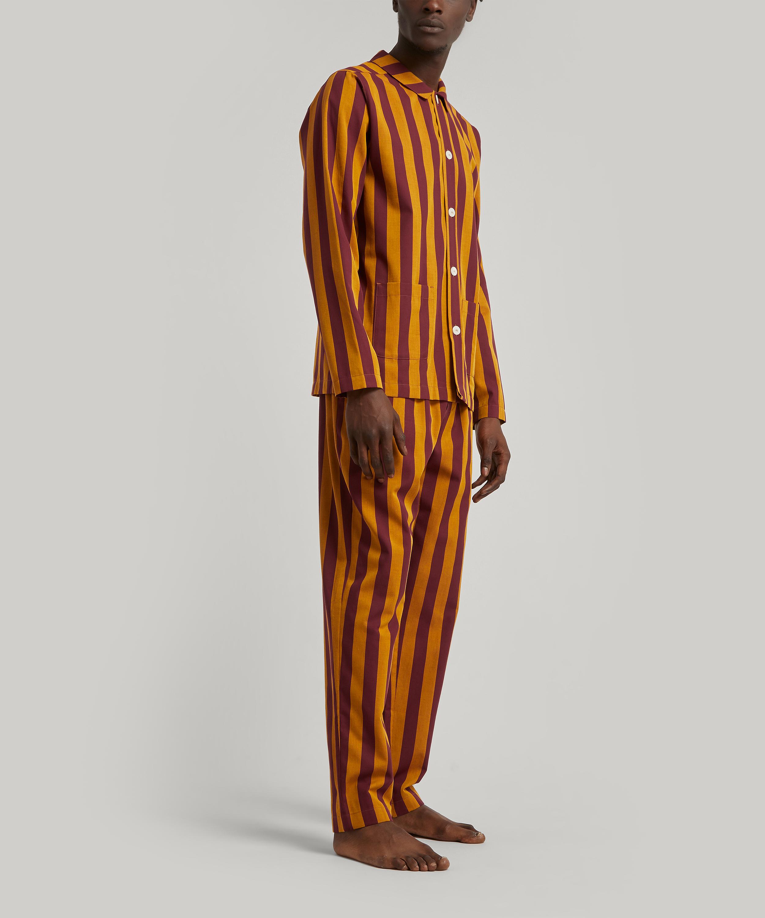 NUFFERTON NUFFERTON MENS UNO CABERNET AND YELLOW STRIPED PYJAMAS 000731390