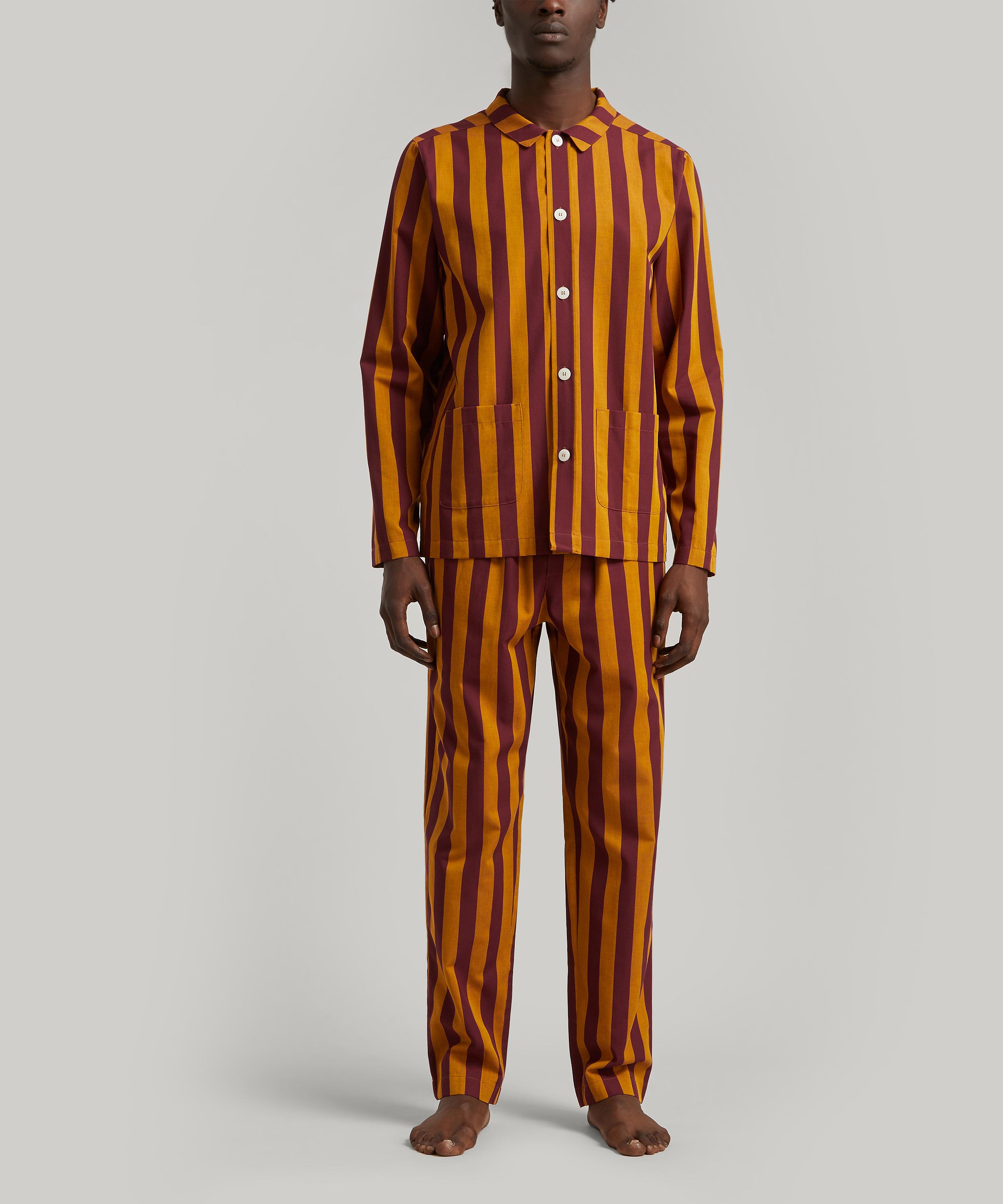 NUFFERTON NUFFERTON MENS UNO CABERNET AND YELLOW STRIPED PYJAMAS 000731390