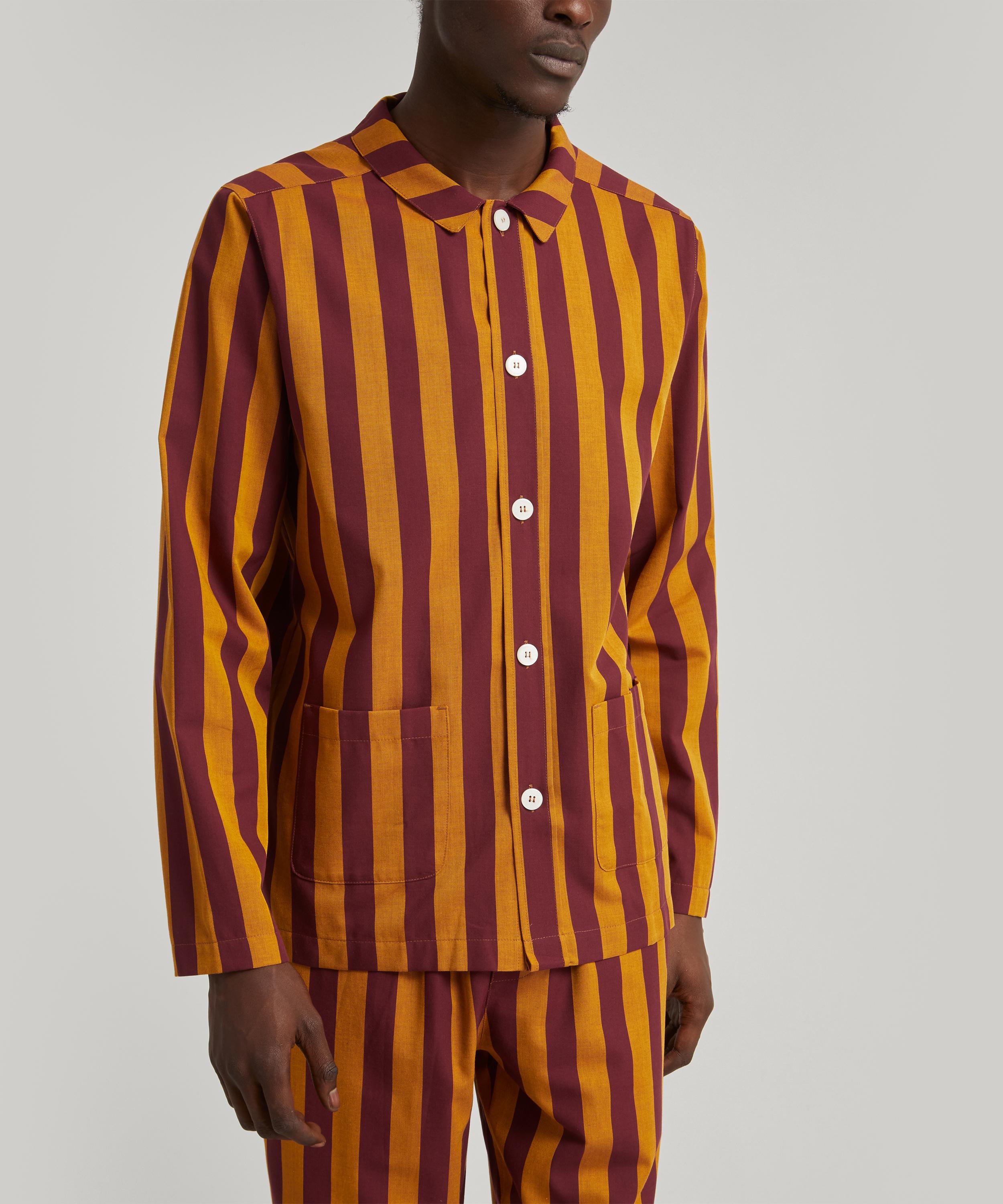 NUFFERTON NUFFERTON MENS UNO CABERNET AND YELLOW STRIPED PYJAMAS 000731390