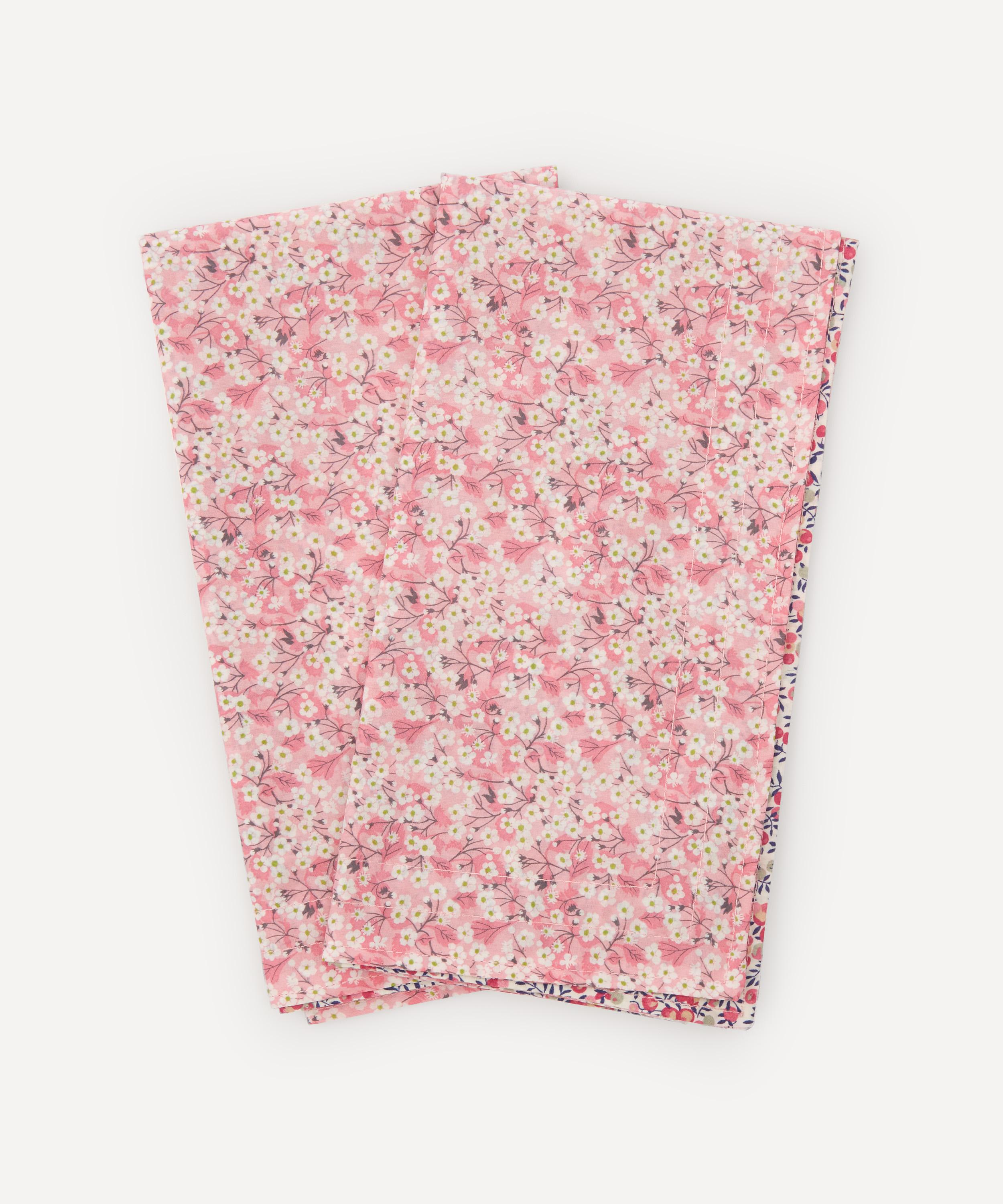 Coco & Wolf Mitsi Valeria And Wiltshire Bud Stitch Edge Napkins Set Of Two In Pink