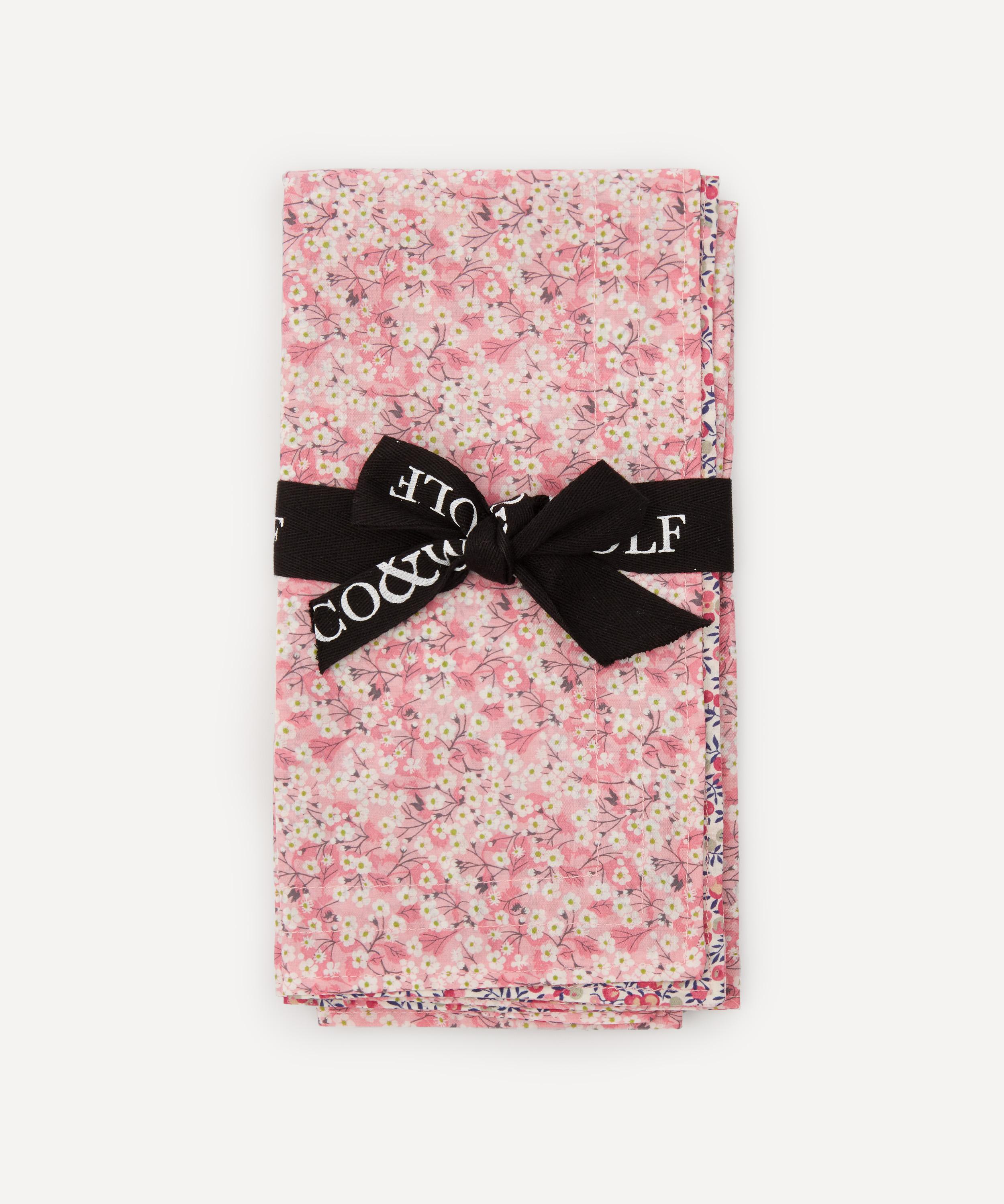 Coco & Wolf Mitsi Valeria And Wiltshire Bud Stitch Edge Napkins Set Of Two In Pink