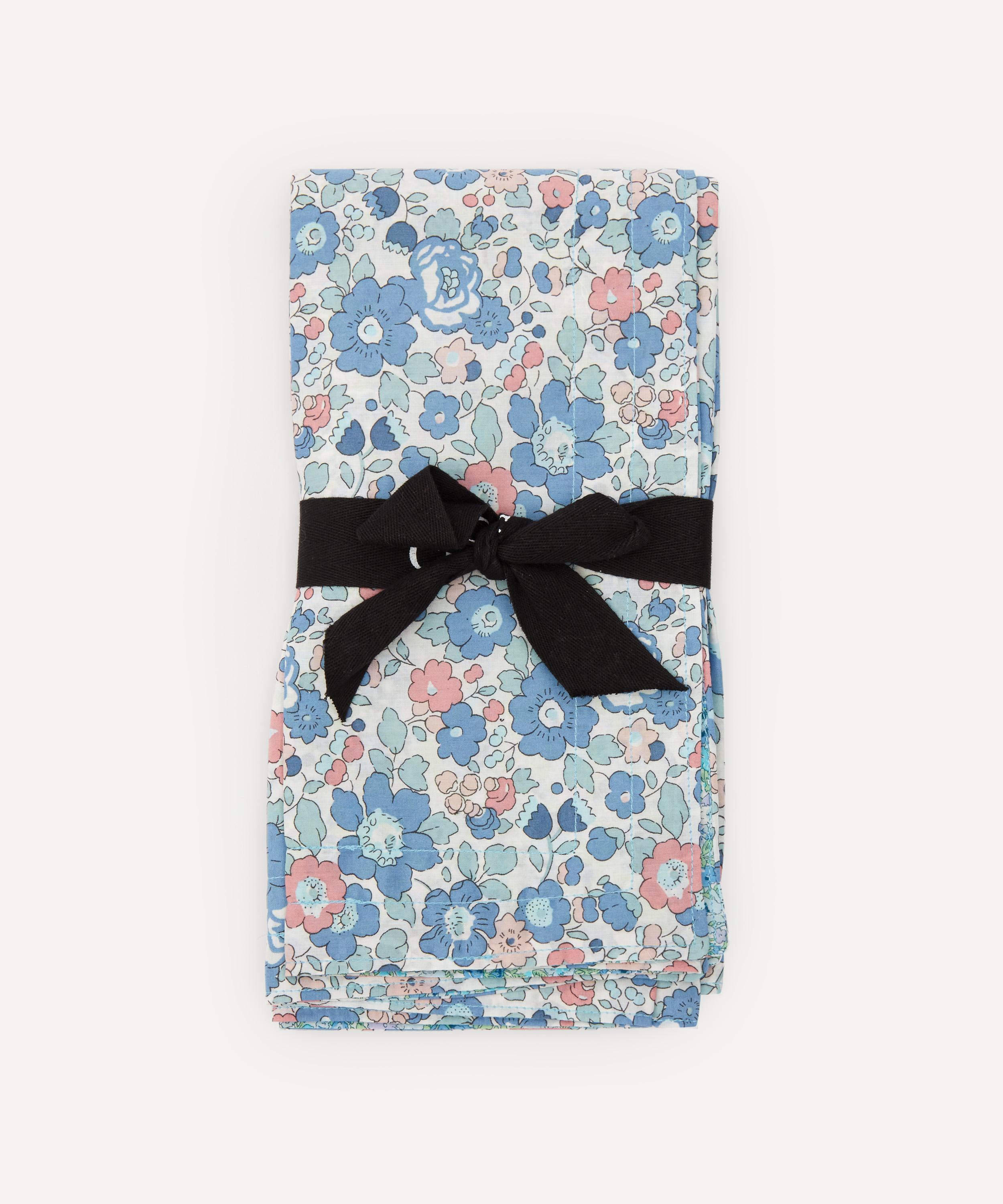 Coco & Wolf Betsy And Amelie Stitch Edge Napkins Set Of Two In Blue