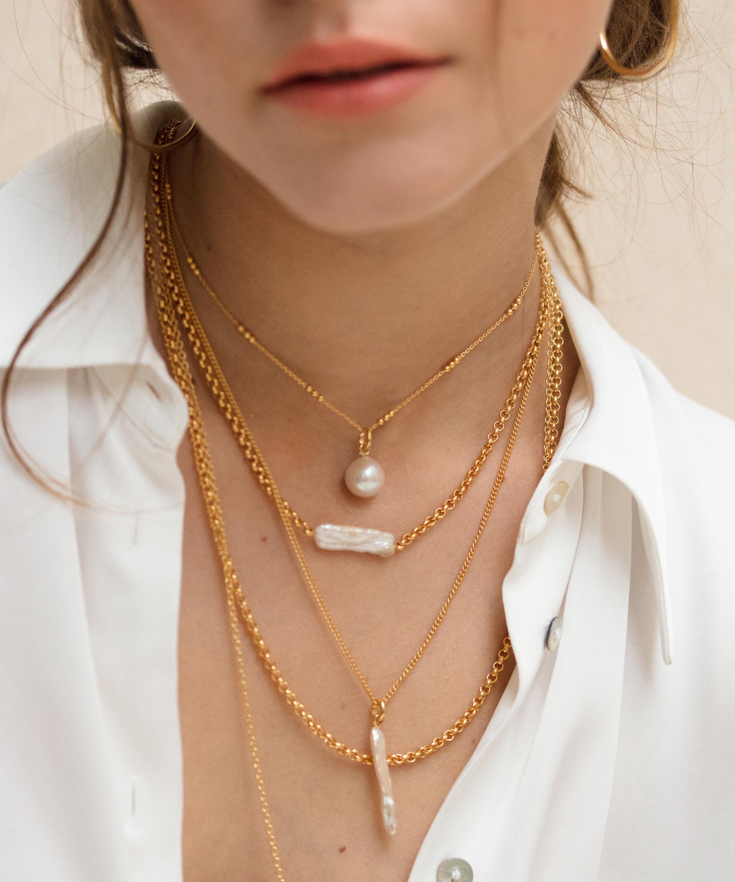 MONICA VINADER MONICA VINADER ROSE GOLD PLATED VERMEIL SILVER 18-20' TRIPLE BEADED CHAIN NECKLACE 000732122