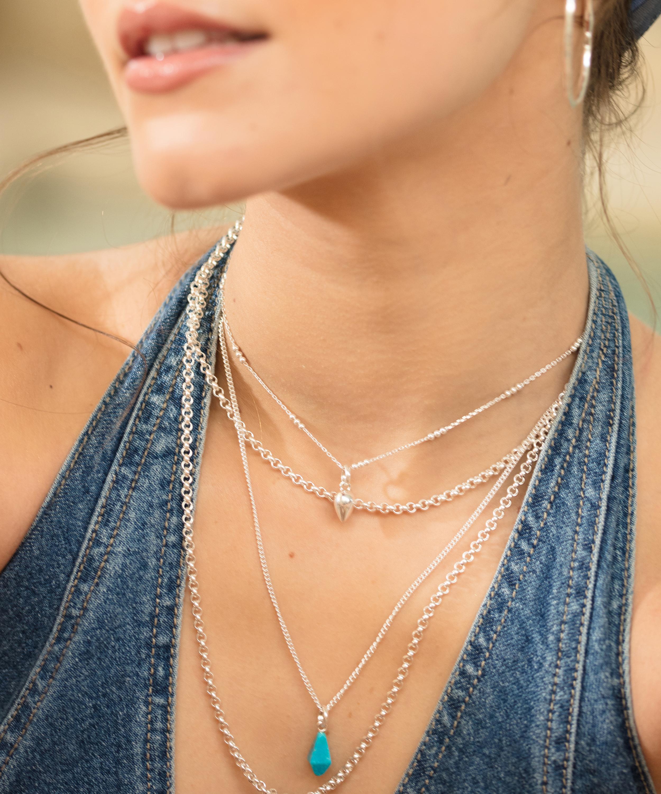 Shop Monica Vinader Silver 18-20' Triple Beaded Chain Necklace