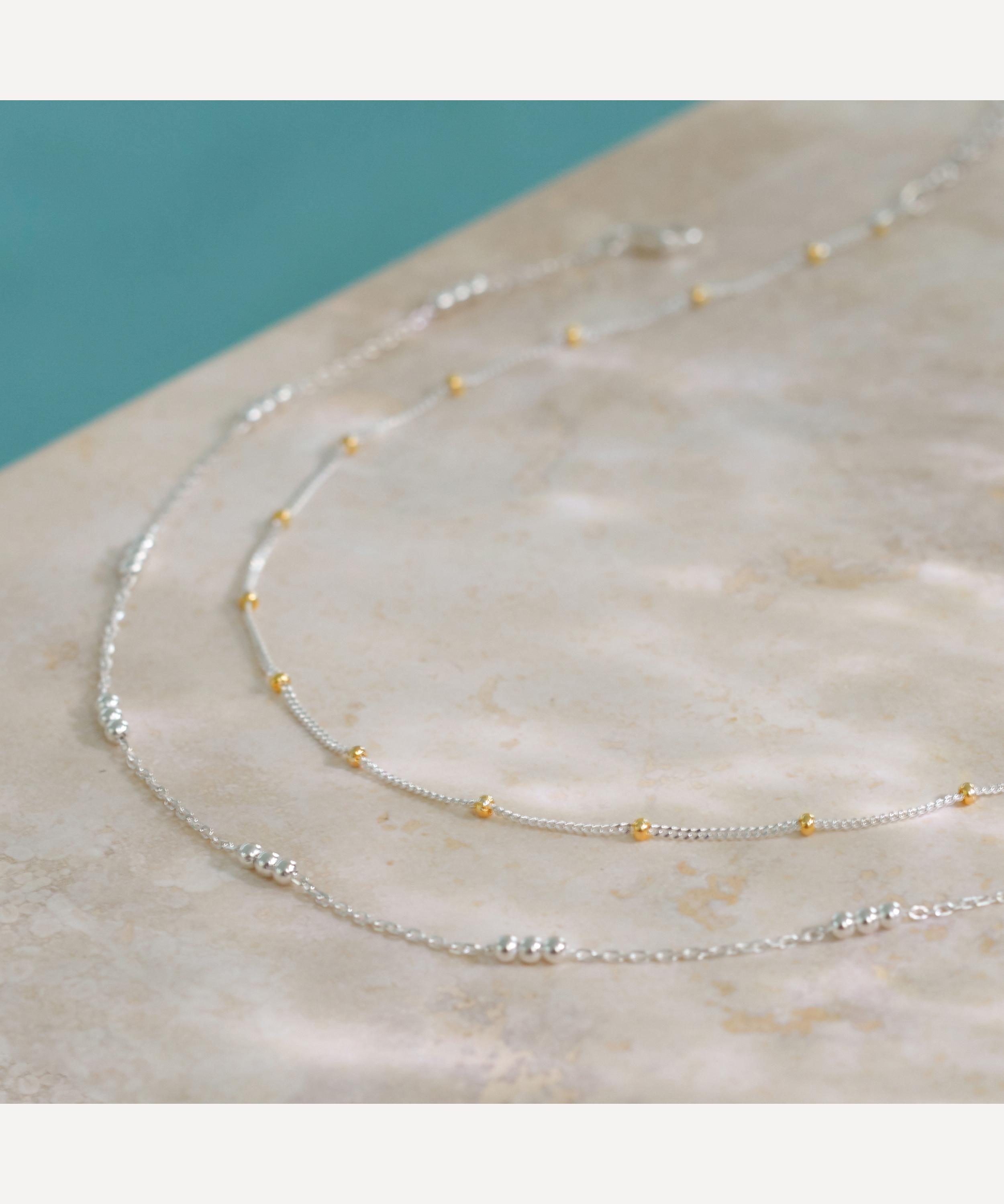 Shop Monica Vinader Silver 18-20' Triple Beaded Chain Necklace