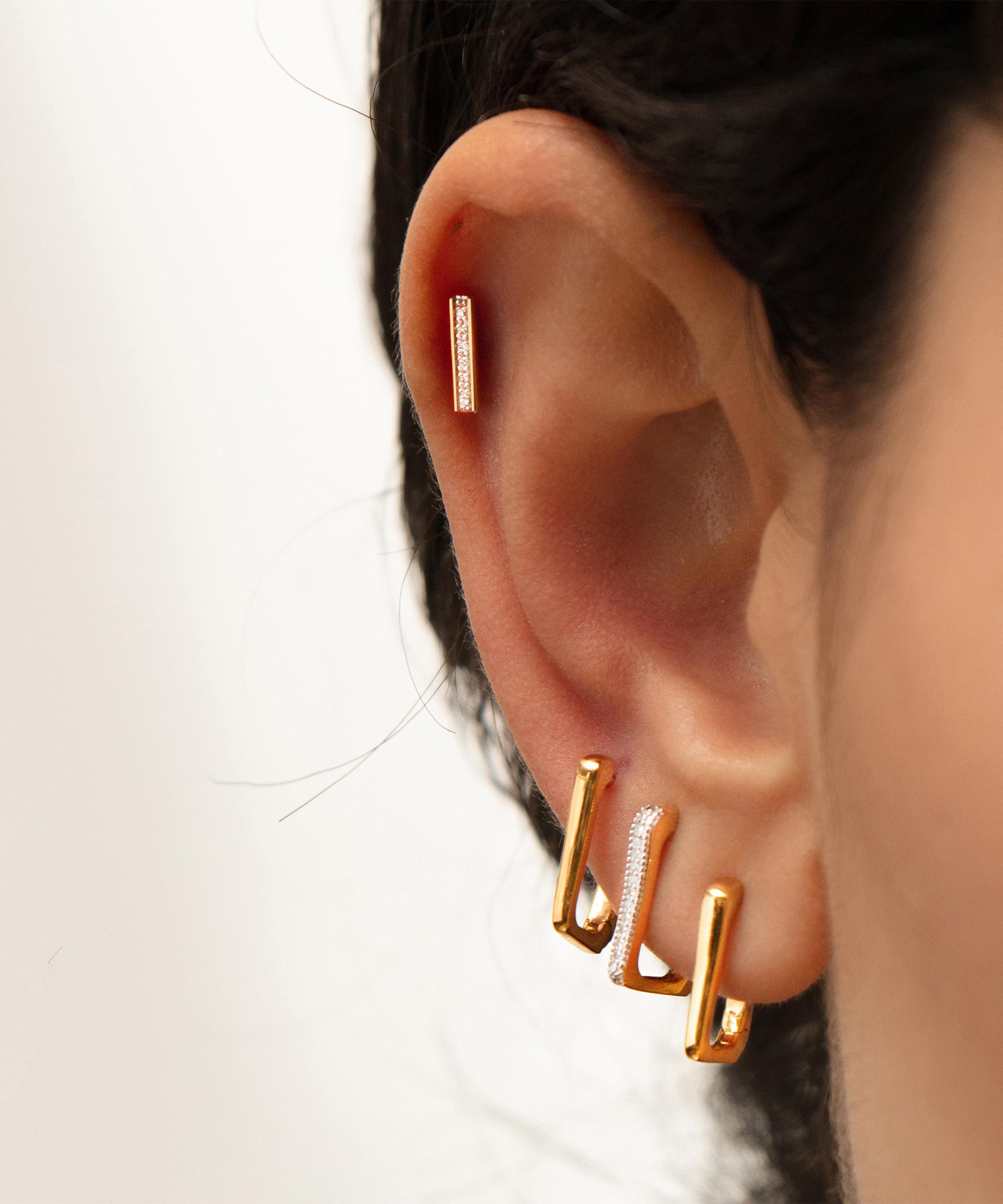 Shop Monica Vinader Gold Plated Vermeil Silver Signature Skinny Diamond Stud Earrings