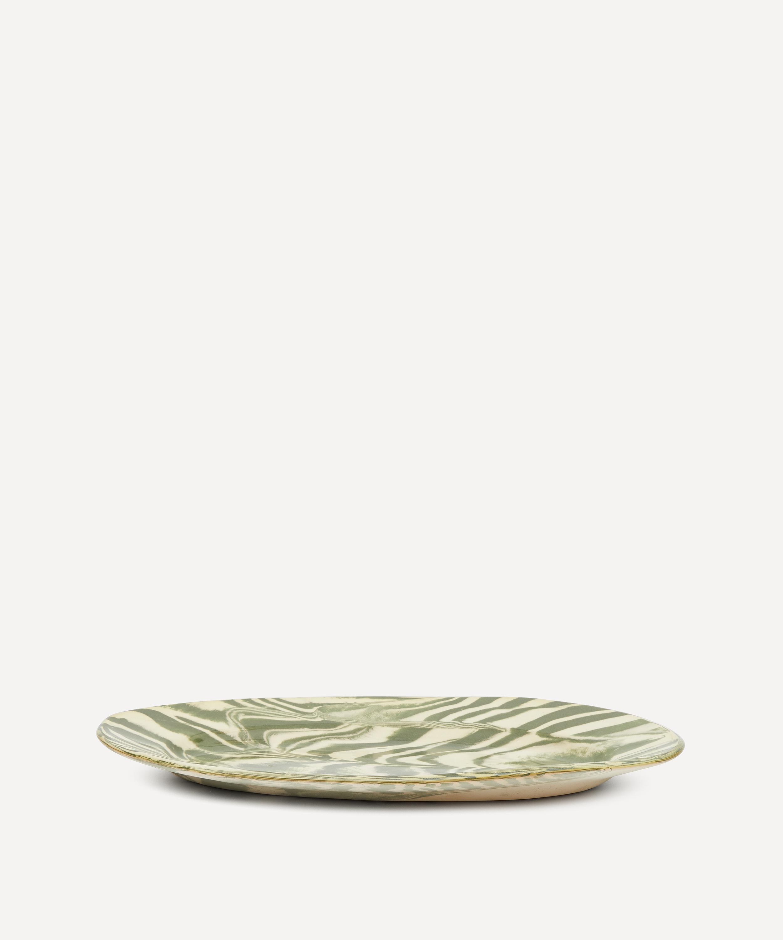 Shop Henry Holland Studio Green And White Small Serving Platter In Green/ivory