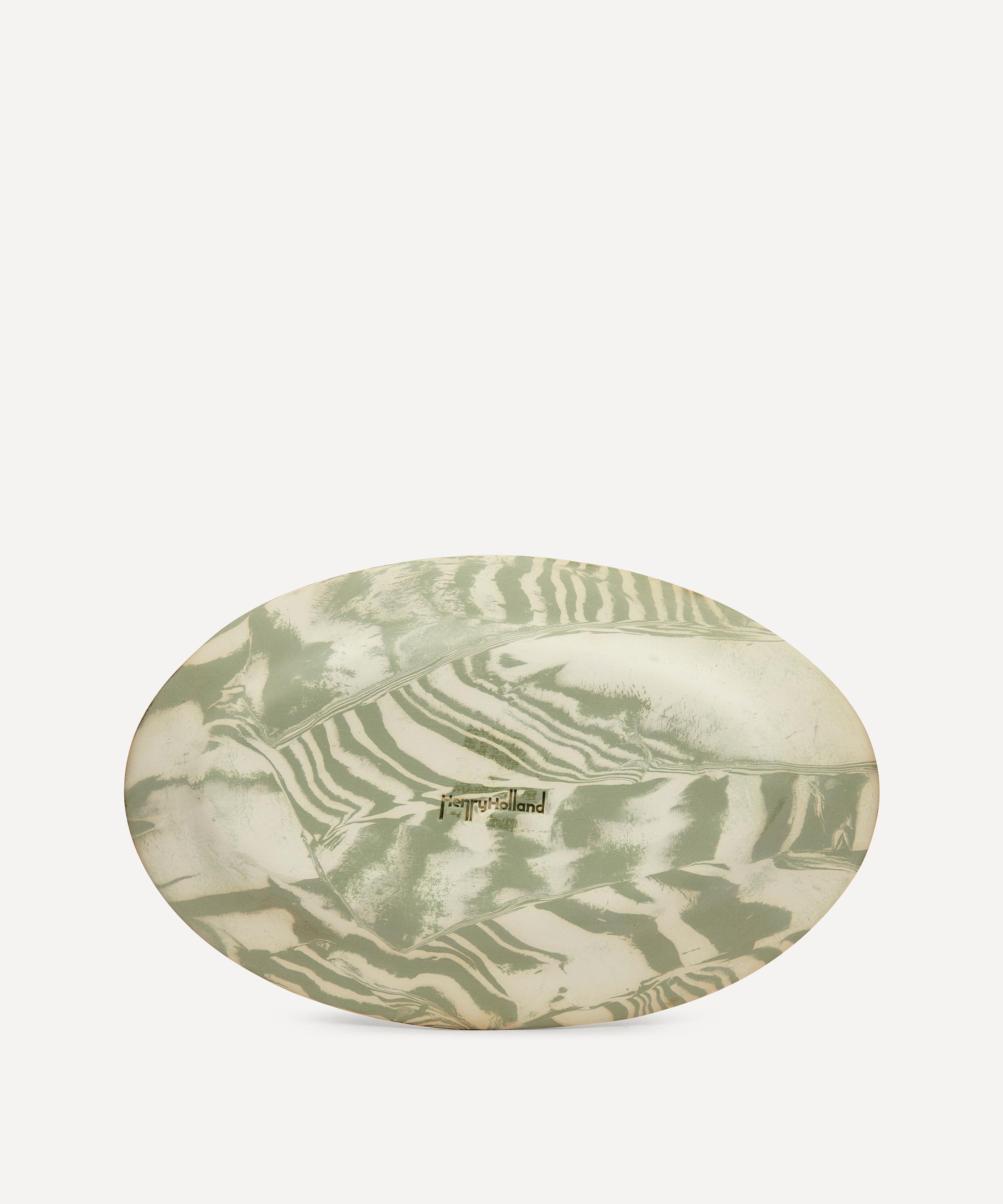 Shop Henry Holland Studio Green And White Small Serving Platter In Green/ivory