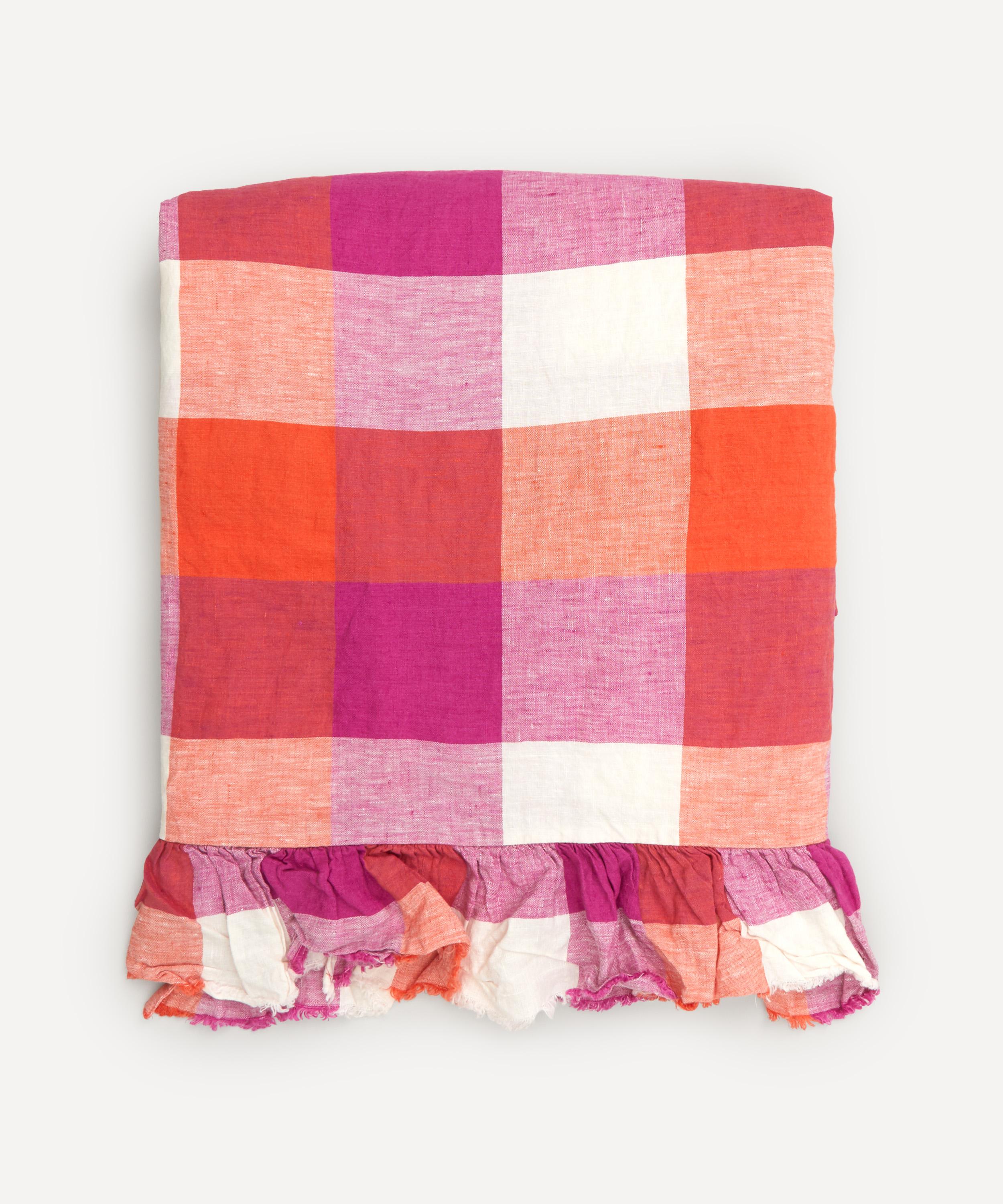 SOCIETY OF WANDERERS SOCIETY OF WANDERERS SHERBET CHECK RUFFLE DOUBLE FLAT SHEET 000732637