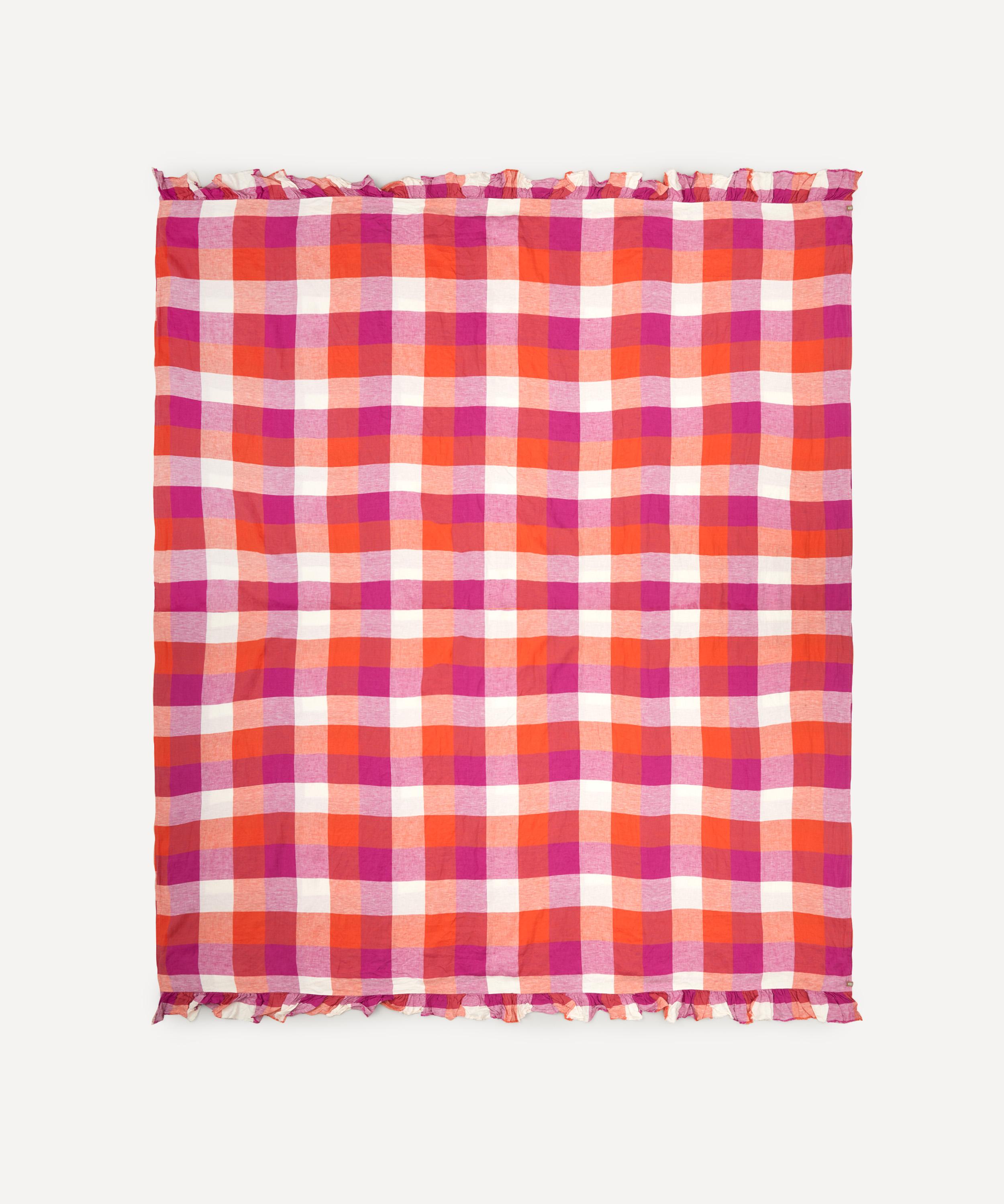 SOCIETY OF WANDERERS SOCIETY OF WANDERERS SHERBET CHECK RUFFLE DOUBLE FLAT SHEET 000732637