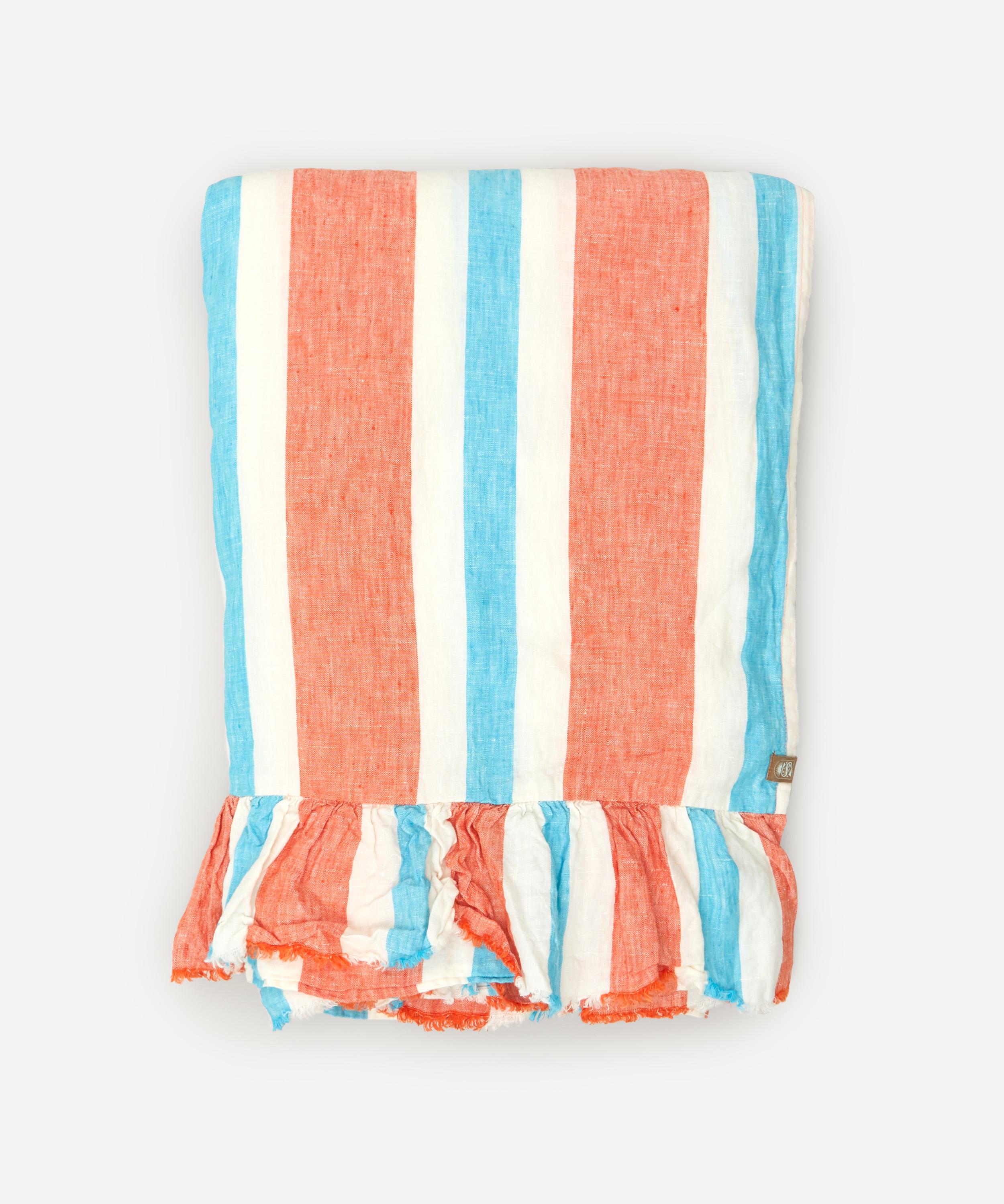 SOCIETY OF WANDERERS SOCIETY OF WANDERERS CANDY STRIPE RUFFLE DOUBLE FLAT SHEET 000732638