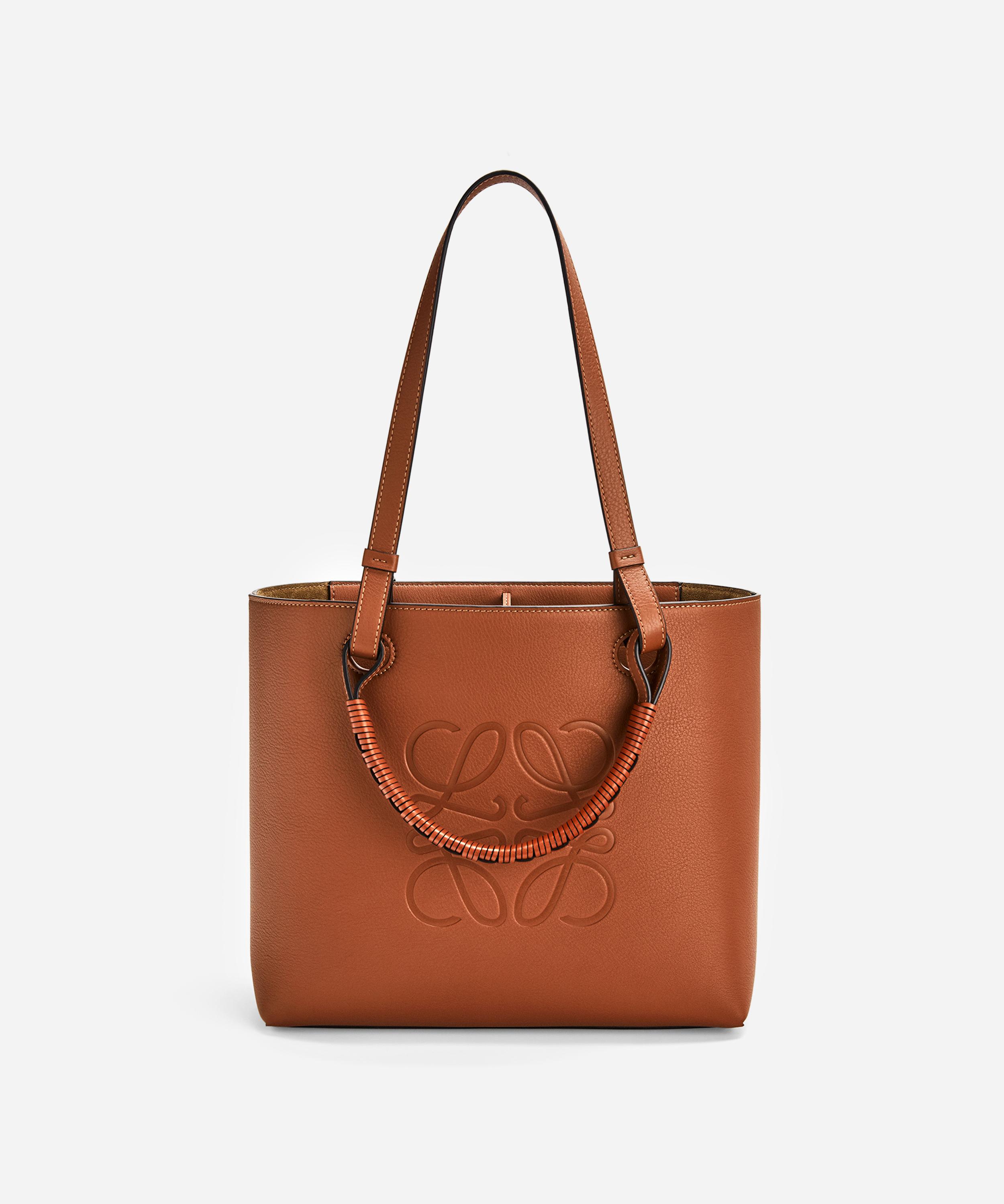 Shop Loewe Women's Small Anagram Leather Tote Bag In Tan
