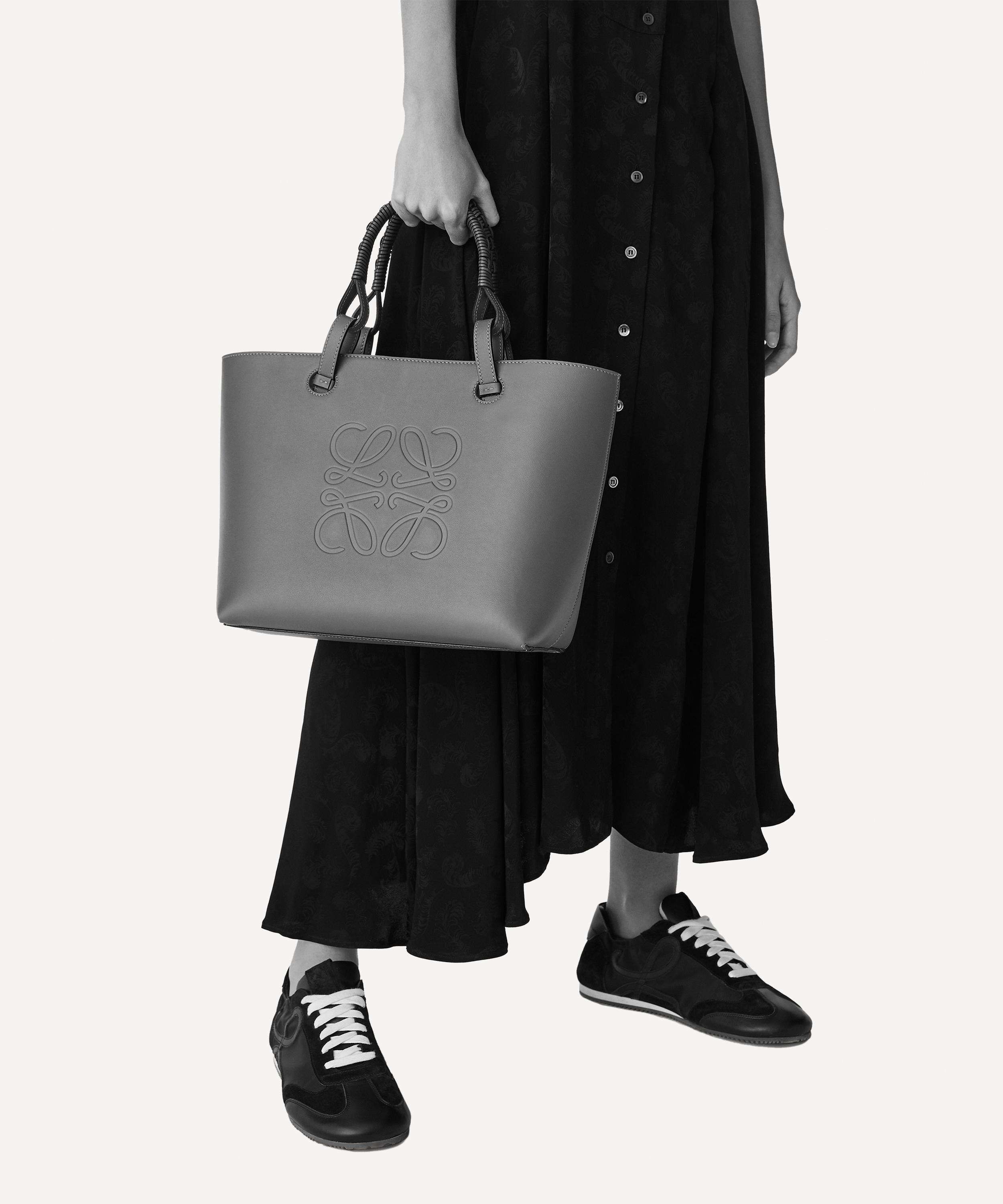 Shop Loewe Women's Small Anagram Leather Tote Bag In Tan