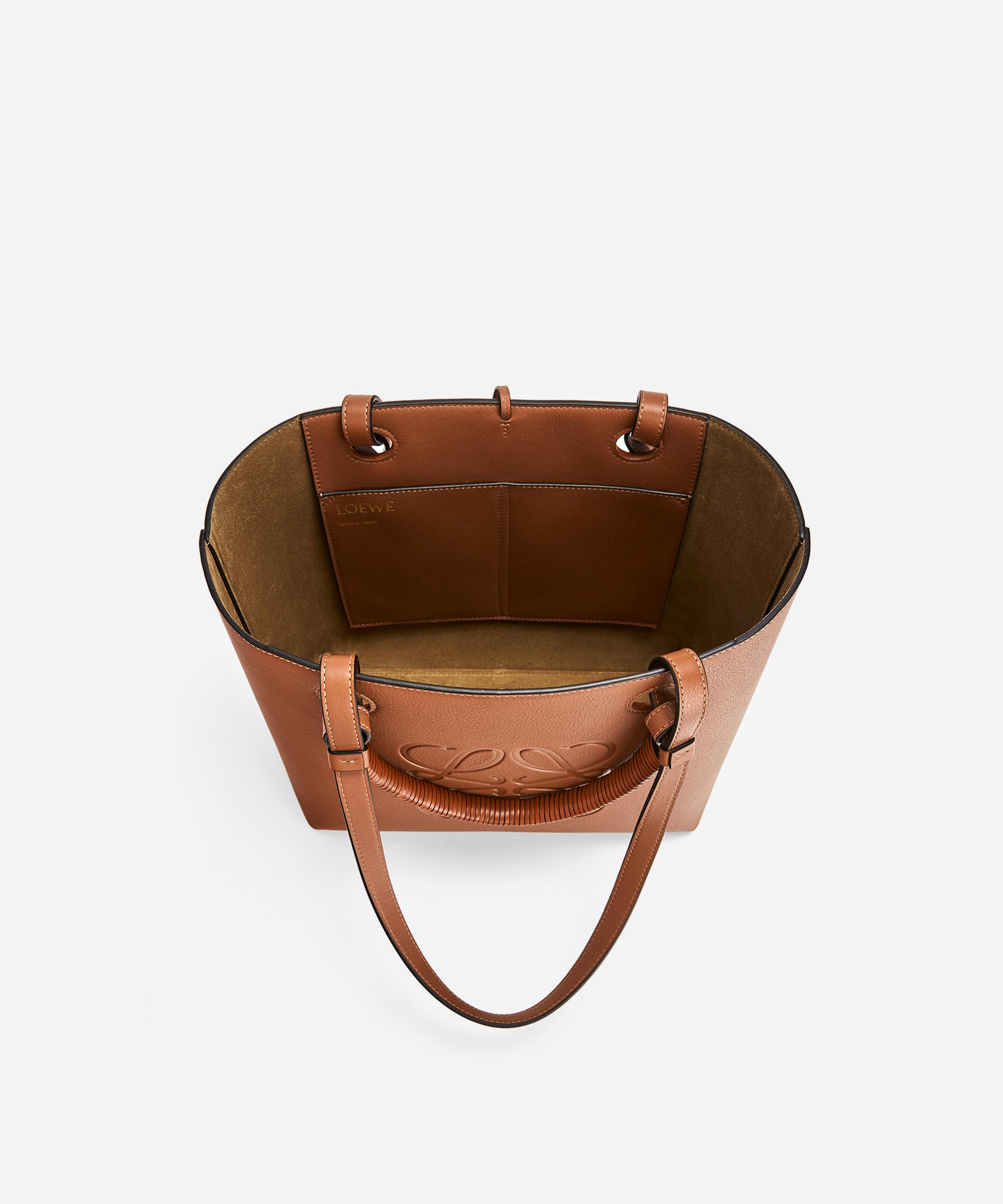 Shop Loewe Women's Small Anagram Leather Tote Bag In Tan