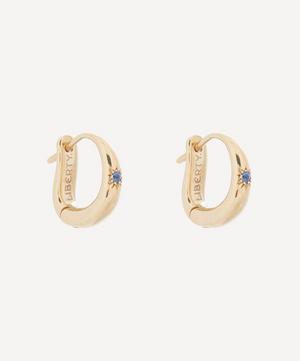 9ct Gold Handmade Ianthe Star Single Blue Sapphire Huggie Hoop Earrings