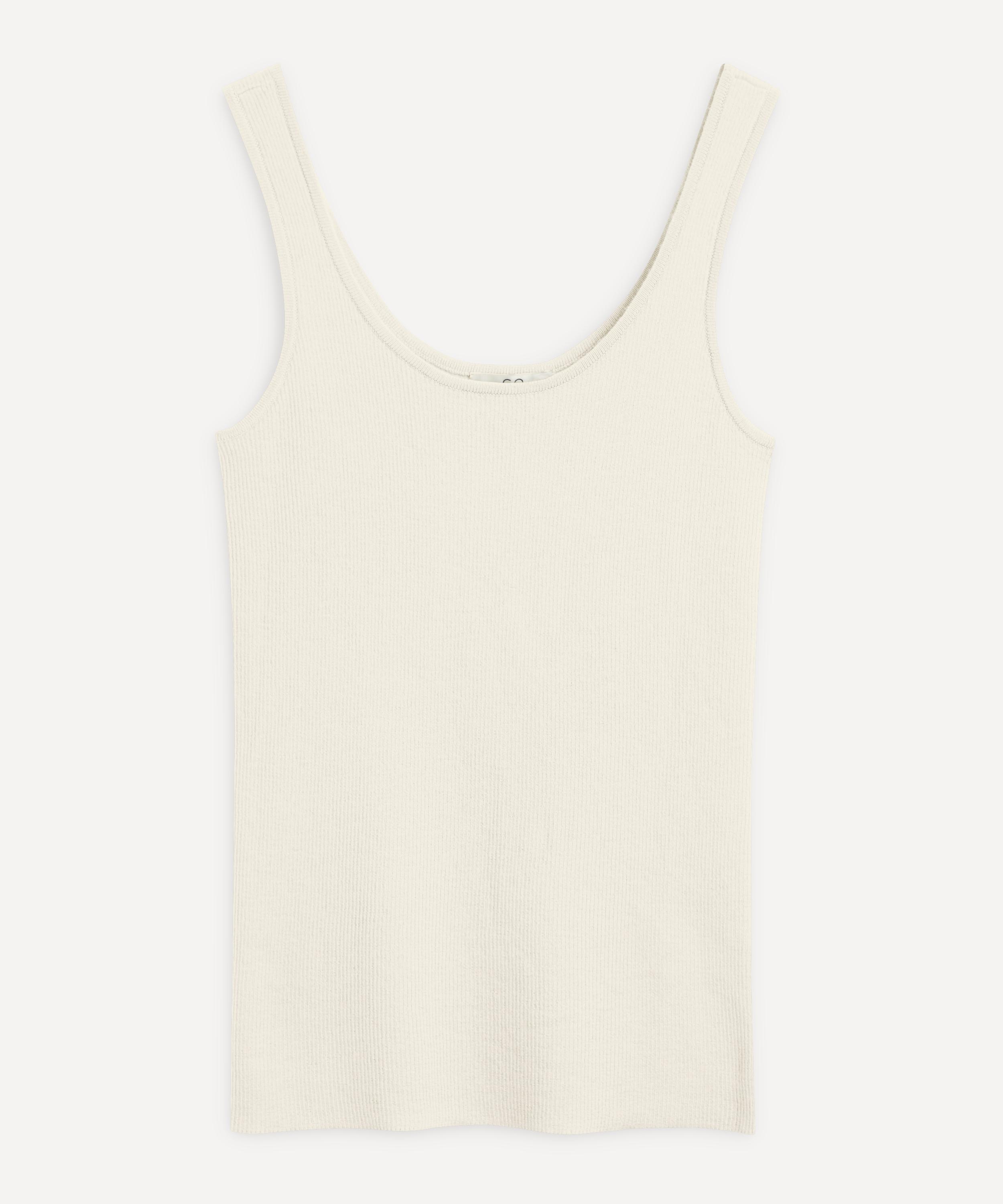 Co Ivory Pointelle Knit Tank Top In Ivory