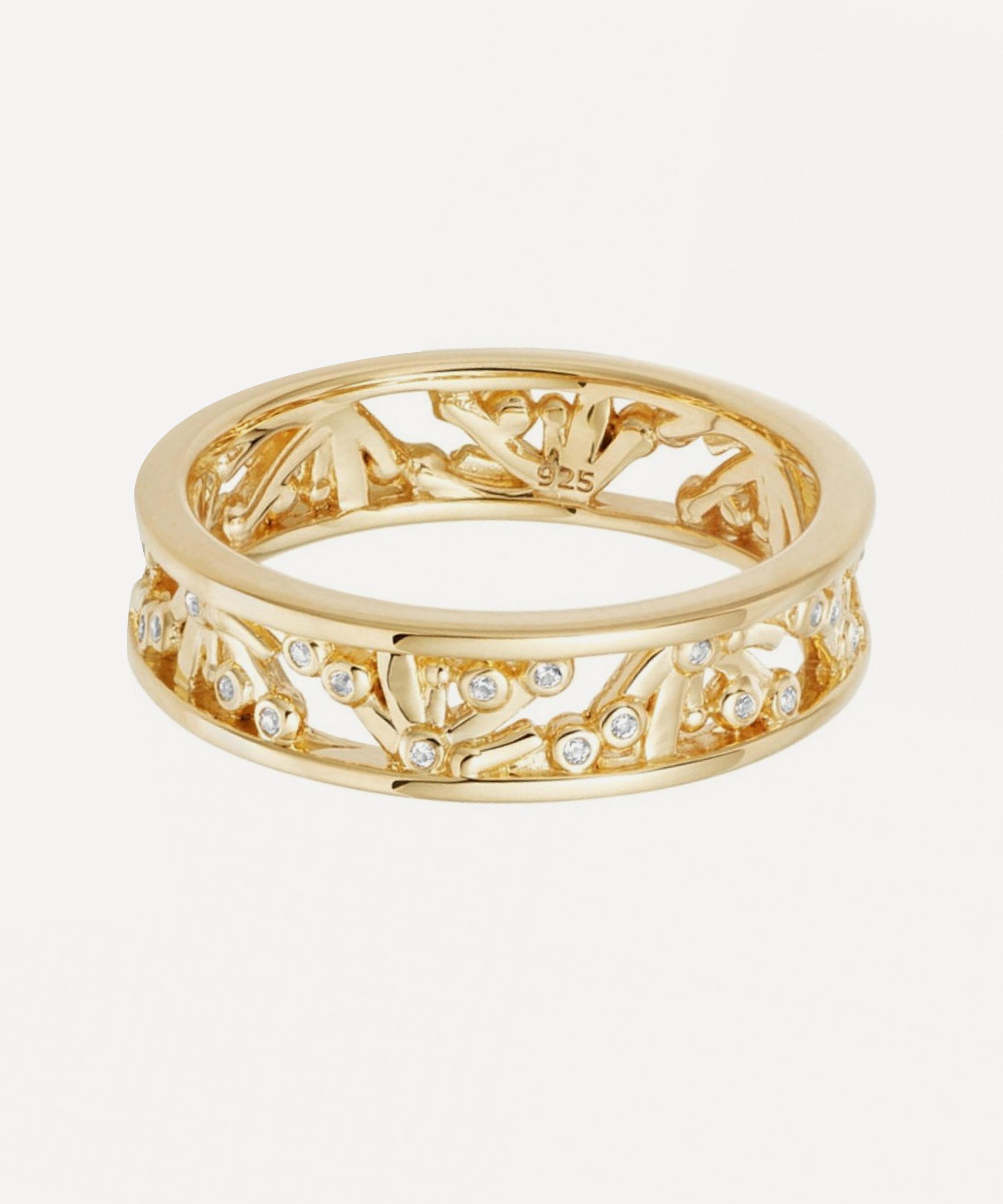 Astley Clarke Gold Plated Vermeil Silver Solstice White Sapphire Band Ring