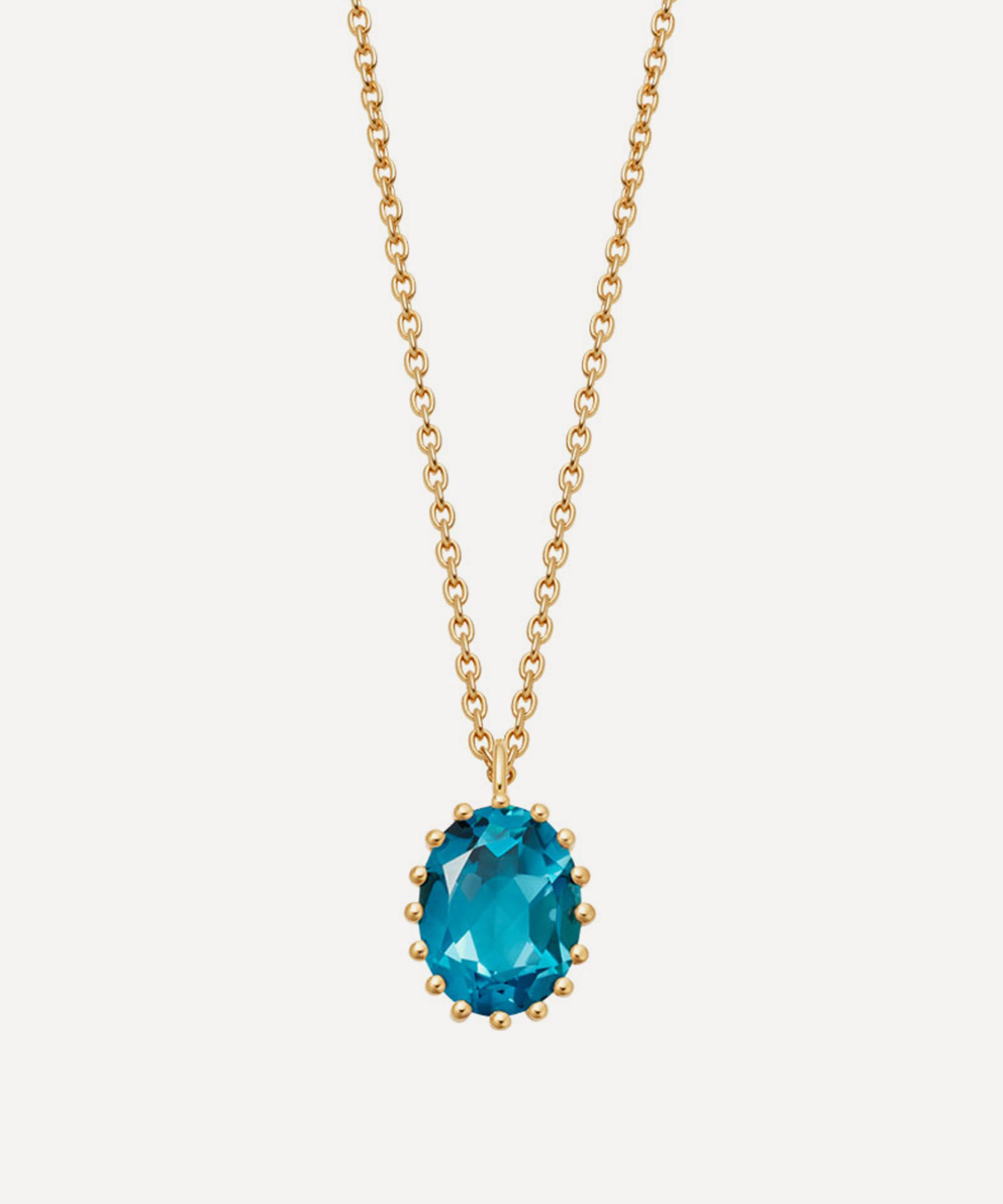 Shop Astley Clarke Gold Plated Vermeil Silver Linia London Blue Topaz Drop Pendant Necklace