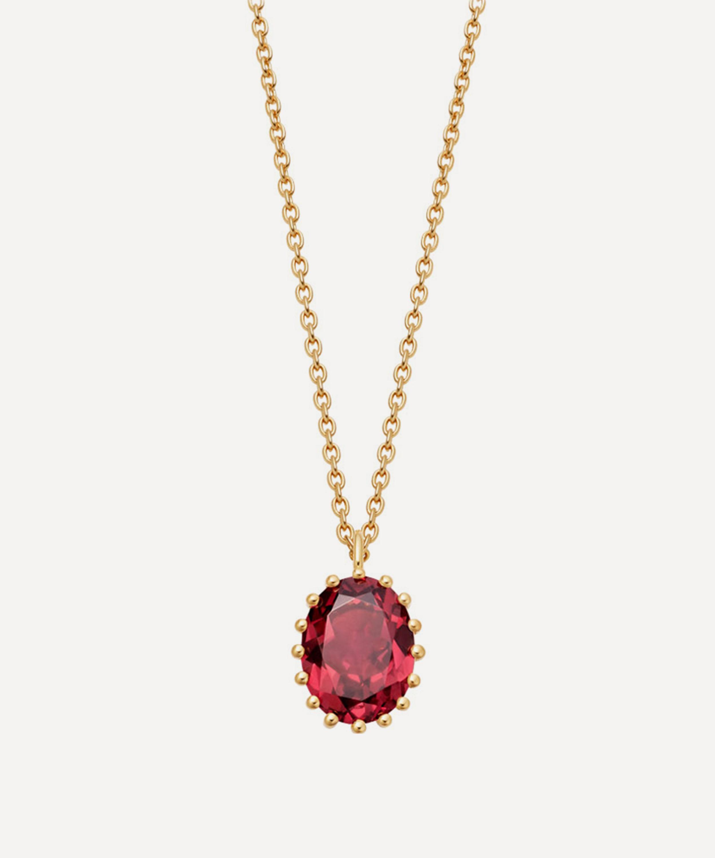 ASTLEY CLARKE ASTLEY CLARKE GOLD PLATED VERMEIL SILVER LINIA RHODOLITE DROP PENDANT NECKLACE 