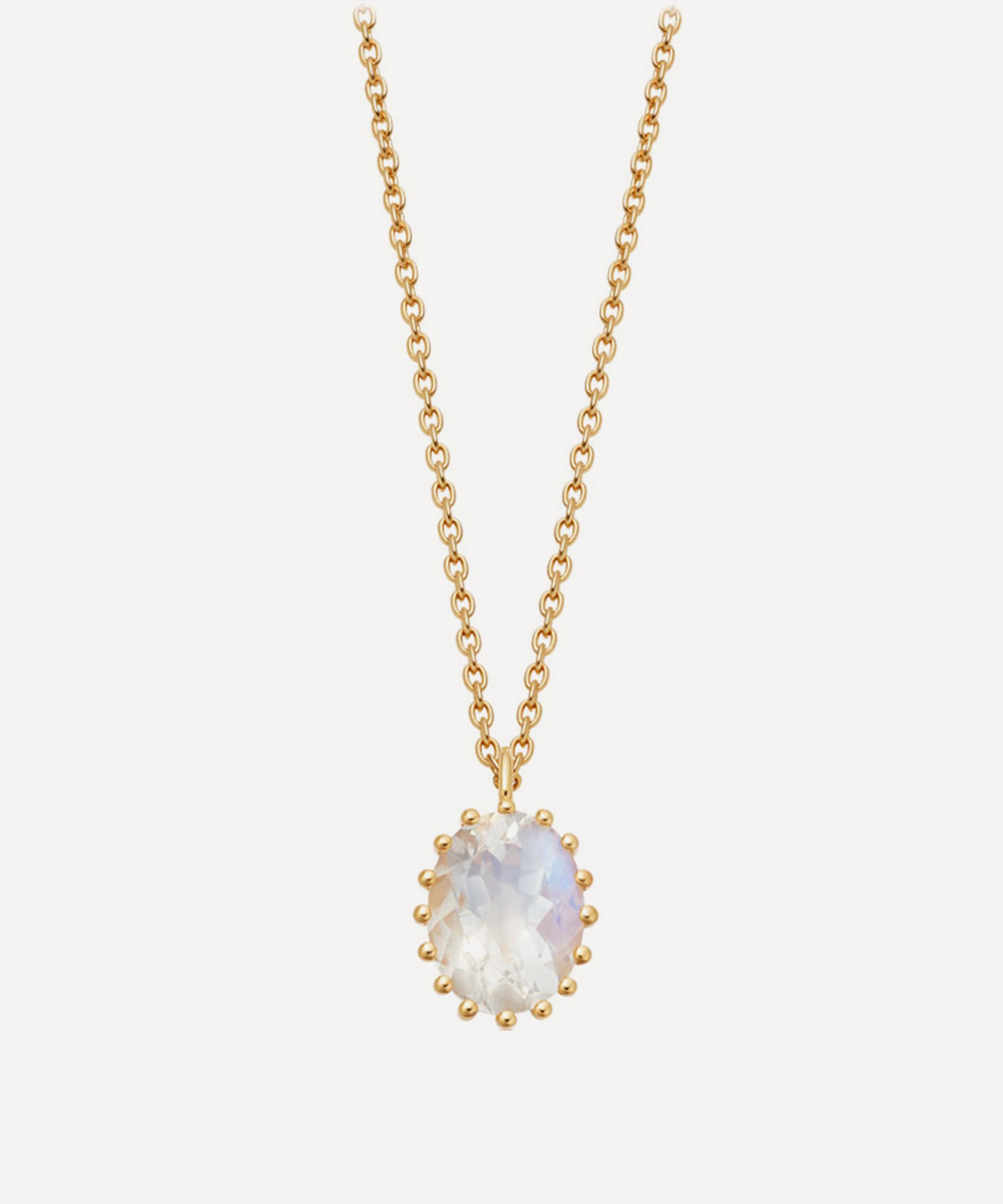 ASTLEY CLARKE ASTLEY CLARKE GOLD PLATED VERMEIL SILVER LINIA RAINBOW MOONSTONE DROP PENDANT NECKLACE 