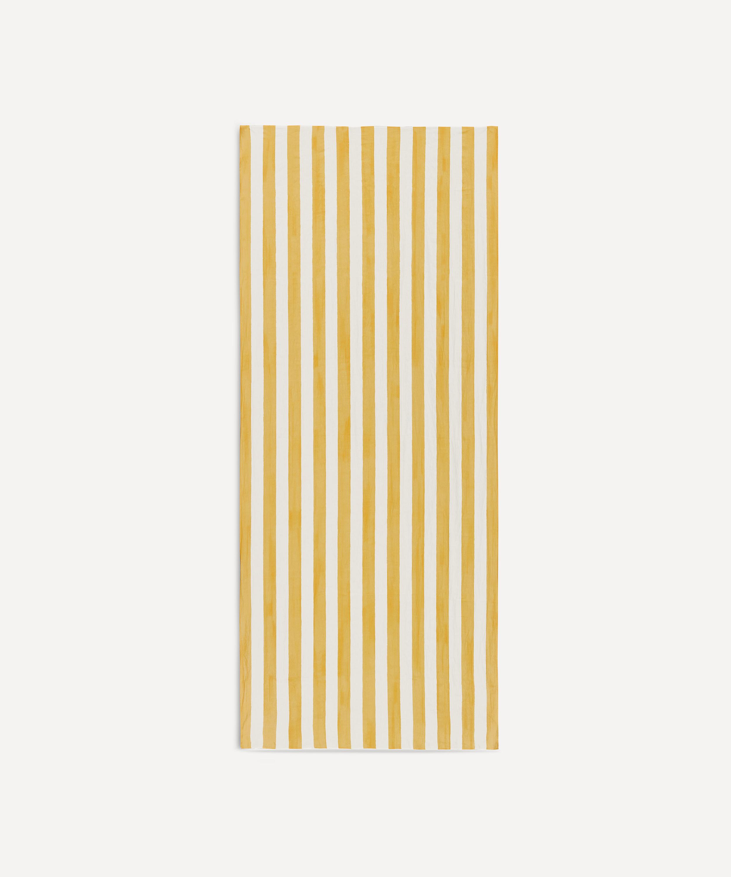 Summerill & Bishop Stripe Linen Tablecloth In Lemon Yellow