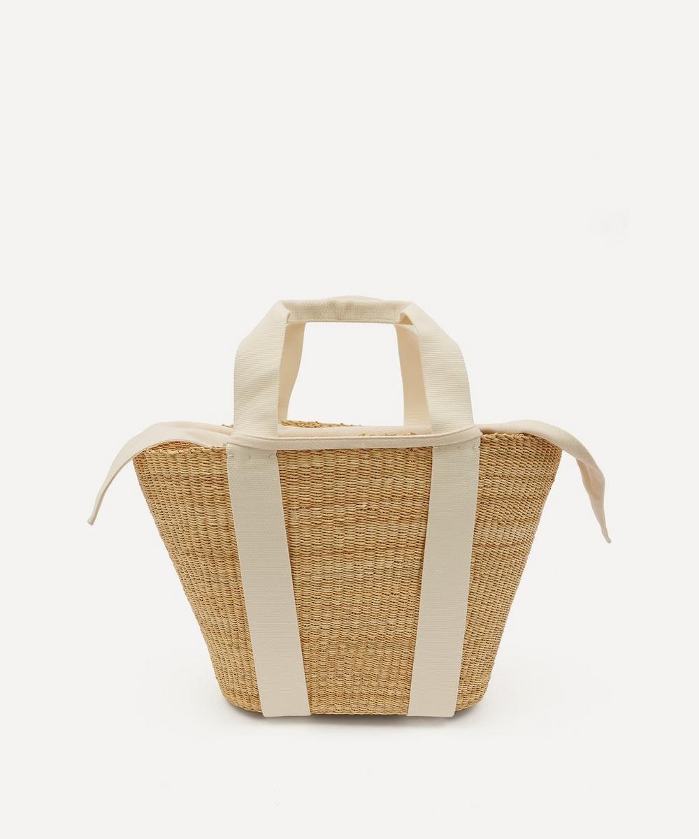 Muuñ - Abby Woven Straw and Cotton Basket Tote Bag image number 0